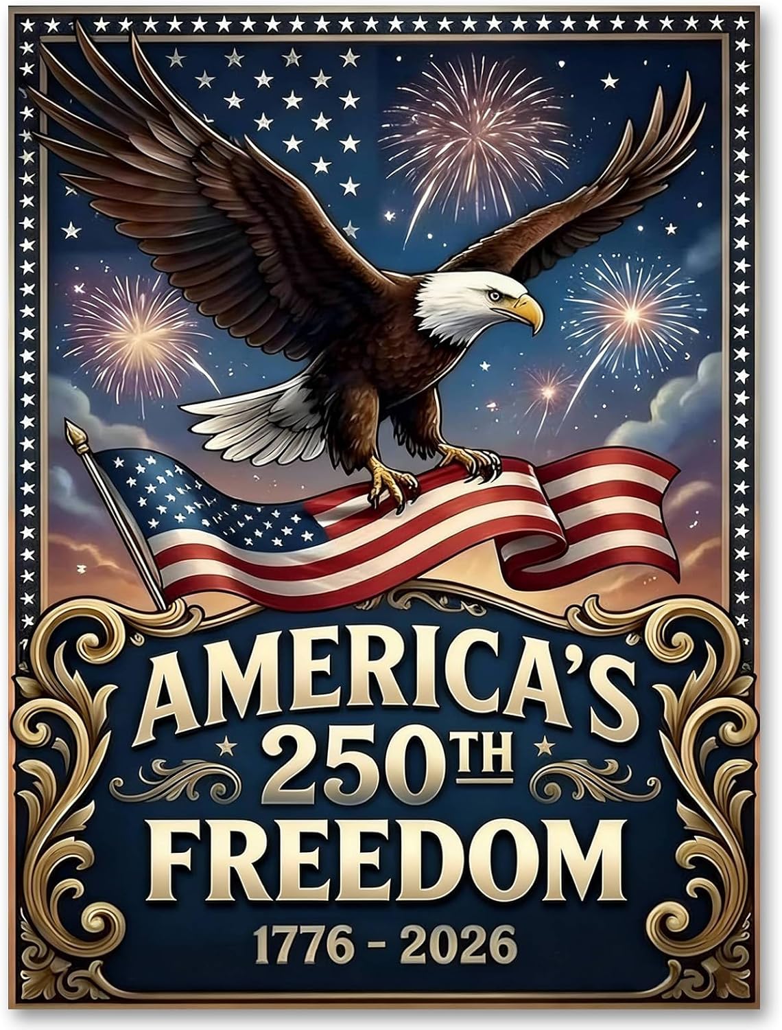 4th of July Eagle 5D Diamond Painting Kit for Adults Beginners – Independence Day DIY Round Full Drill Crystal Gem Art 12x16 Inch Patriotic Home Wall Decor Craft Set
