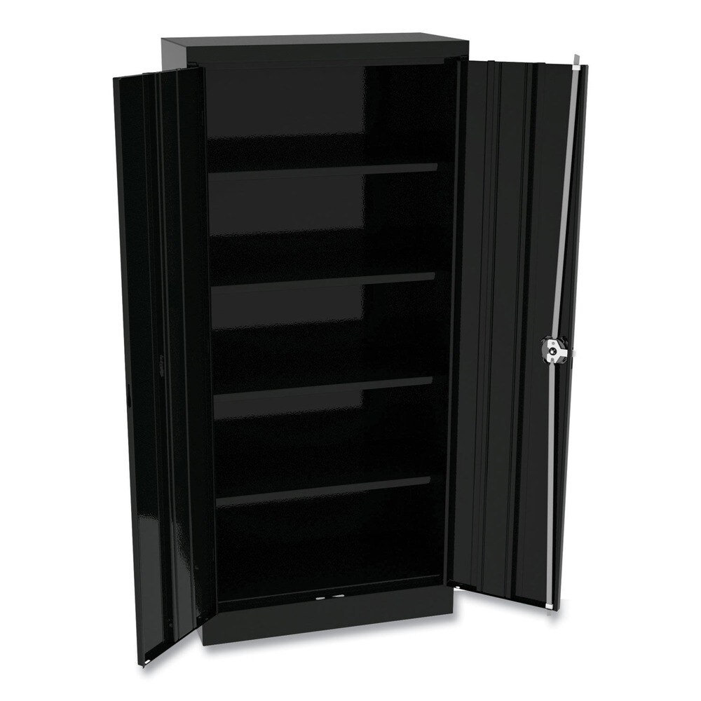 Alera 30 in. x 15 in. x 66 in. Four Fixed Shelves Space Saver Storage Cabinet - Black