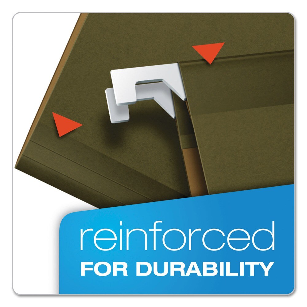 Pendaflex 1/3-Cut Tabs Legal Size Reinforced Hanging File Folders with Printable Tab Inserts - Standard Green (25/Box)
