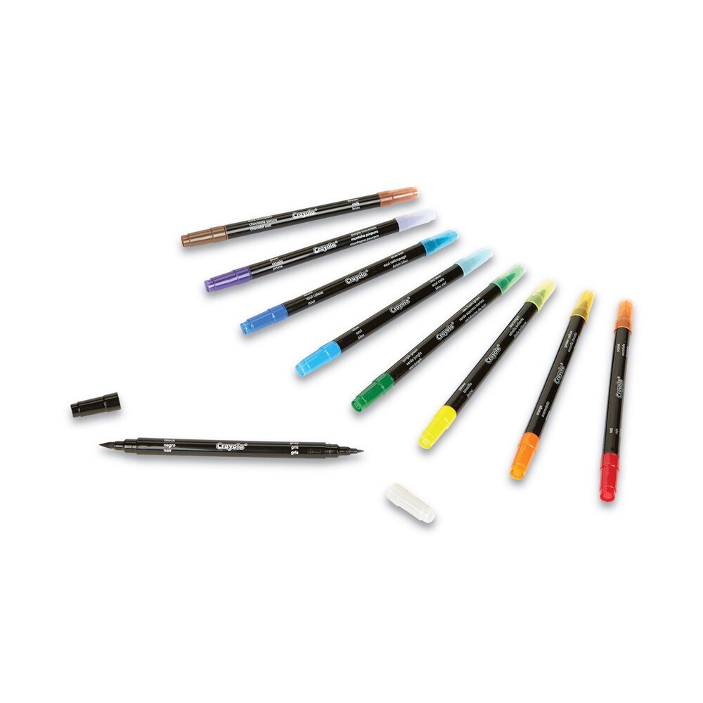 Crayola Brush and Detail Dual Ended Extra-Fine Markers - Assorted Colors (16/Set)