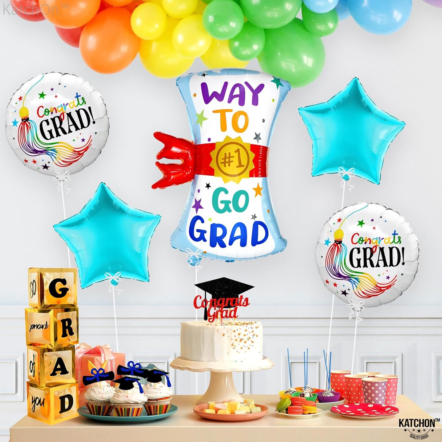 50Pcs Graduation Balloons 2026 - 12 Inch Black Gold and White Latex Party Decorations - Class of 2026 Congrats Grad Supplies for College, High School, and Nursing Graduation