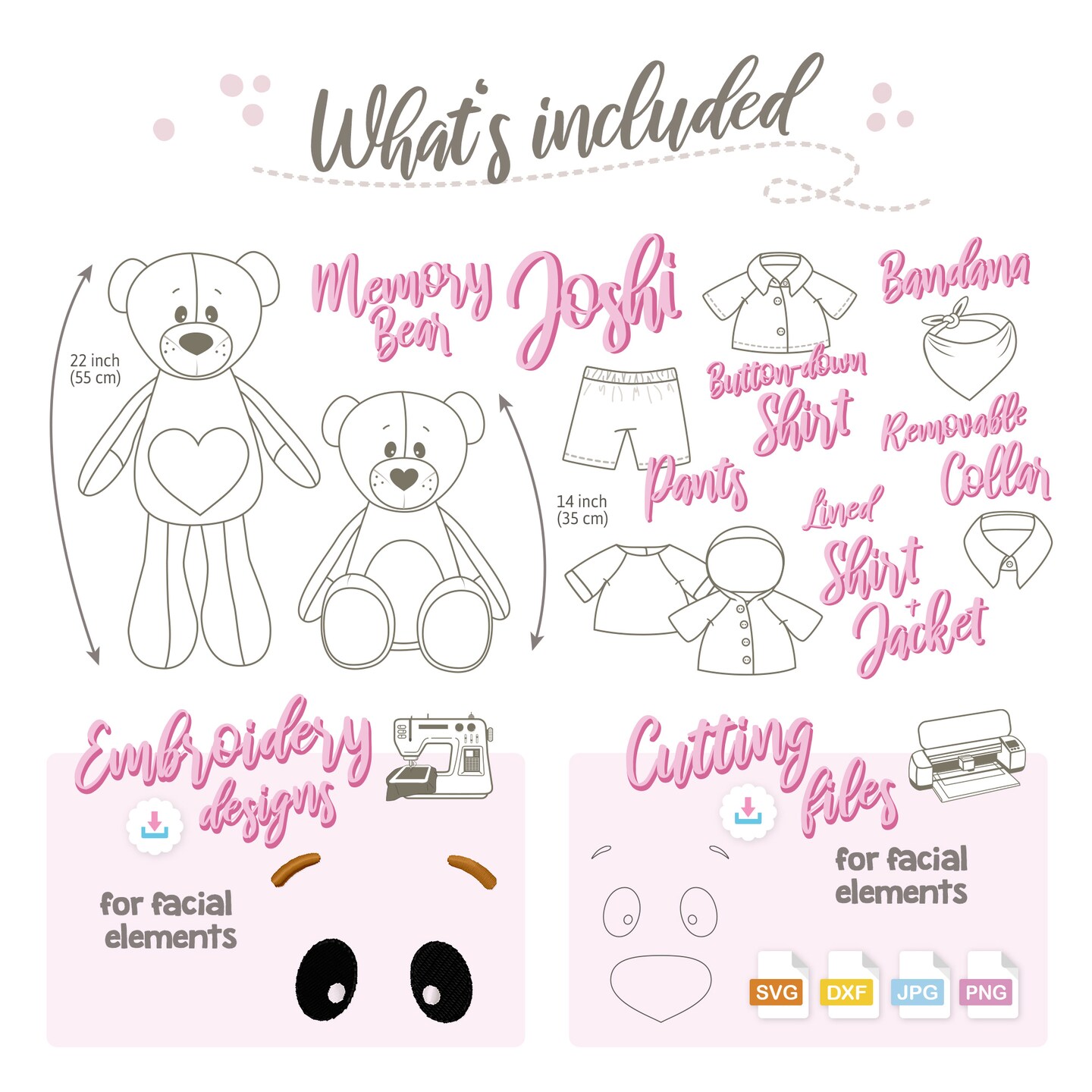 kullaloo JOSHI Bear Paper Sewing Pattern with Video Tutorial - Sew Your Own Memory Bear