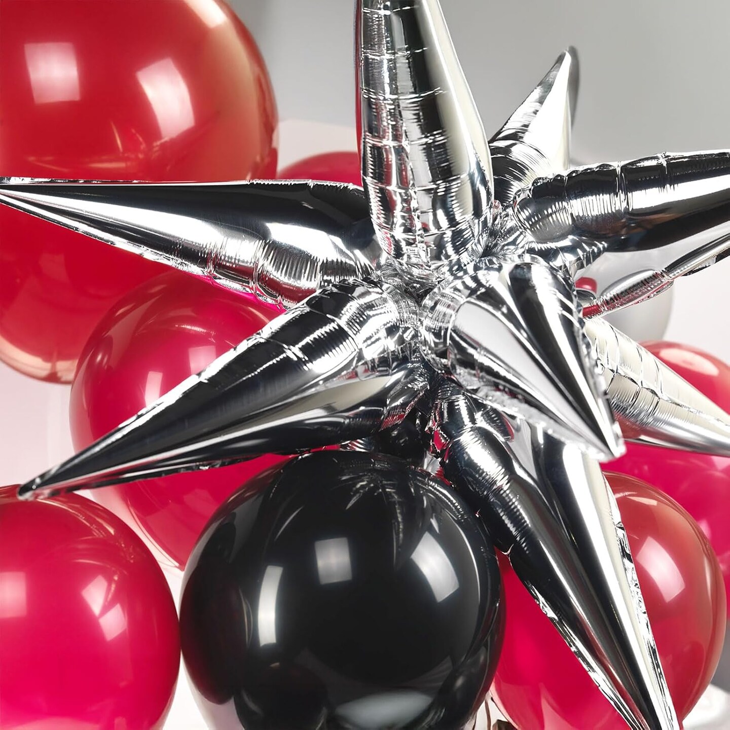 130 Pcs Maroon Black Silver Balloon Arch Kit with GRAD Letters & Graduation Cap Foil Balloons, Star Accents for Senior Night Decorations, Class of 2026 Prom & Party Supplies