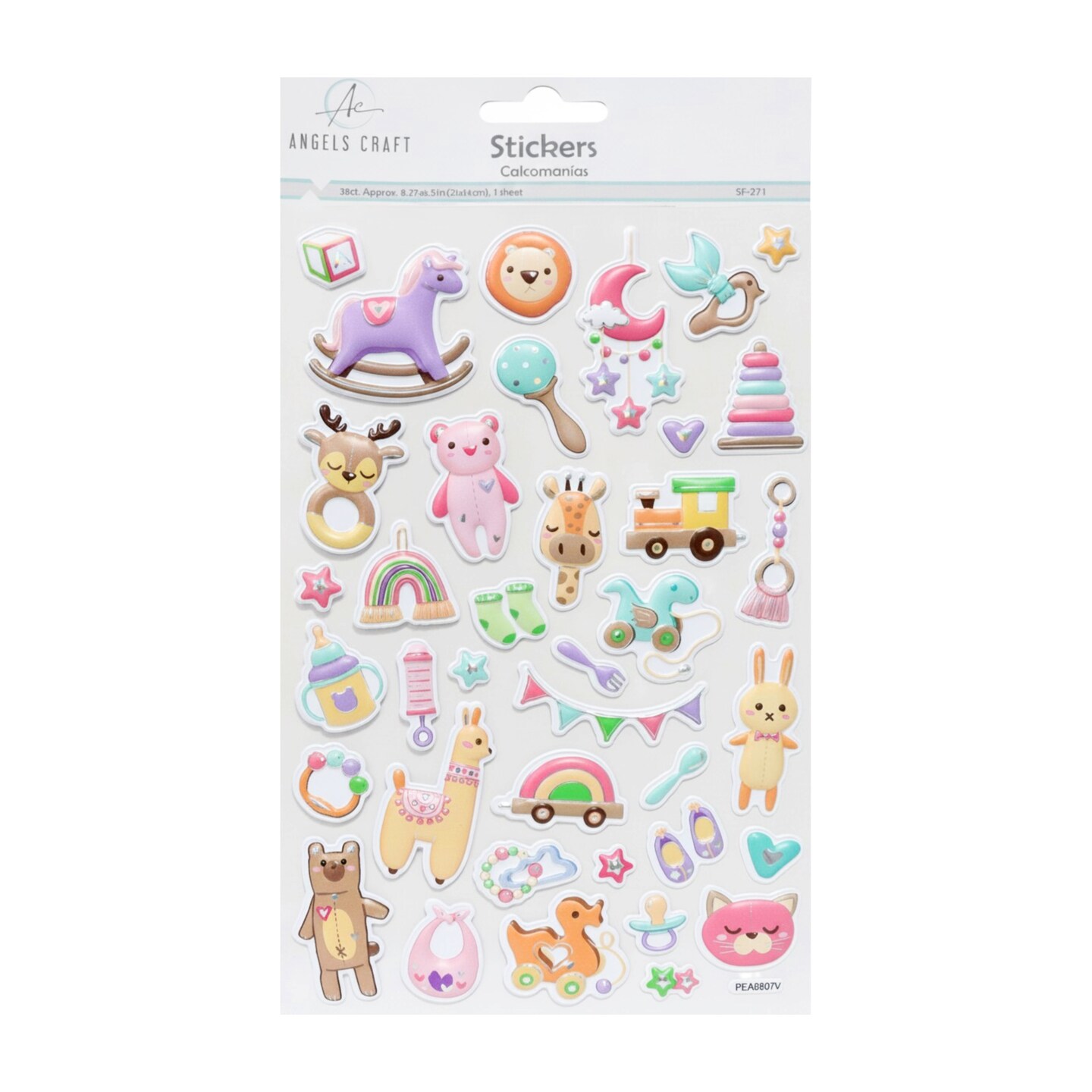 Angels Craft 38 Count Embossed with Foil Accents Baby Element Sticker Sheet