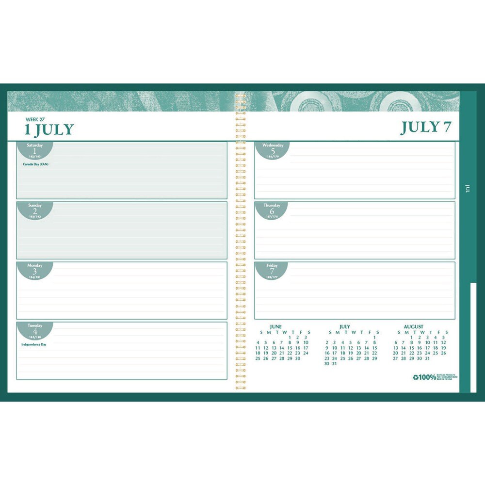 House of Doolittle 11 in. x 8.5 in. 12-Month (Jul 2025-Jun 2026) MonoBright Monthly/Weekly Planner - Green/Gold Cover