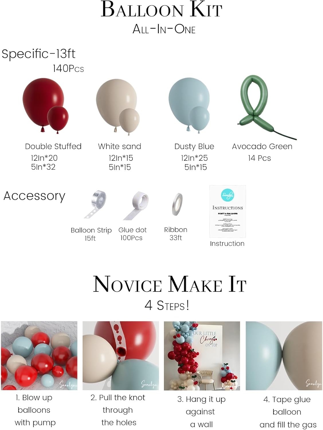 140PCS Cherry Balloon Arch Kit – Red Blue White Sand “She’s Ready to Pop” Baby Shower & Cherry Birthday Balloon Garland Decorations