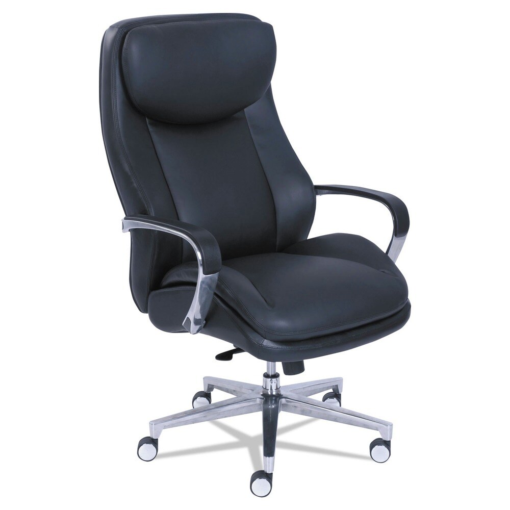La-Z-Boy 20.5 in. to 23.5 in. Seat Height Commercial 2000 Big/Tall Executive Chair Supports Up to 400 lbs. - Black Seat/Back, Silver Base