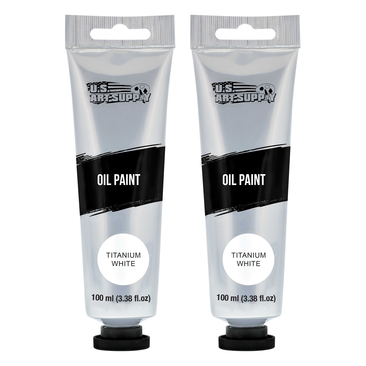 Titanium White Oil Paint - 2 Extra-Large 100ml Tubes - High Opacity, Strong Tinting Strength, Oil Paints for Canvas Painting, Wood & Media