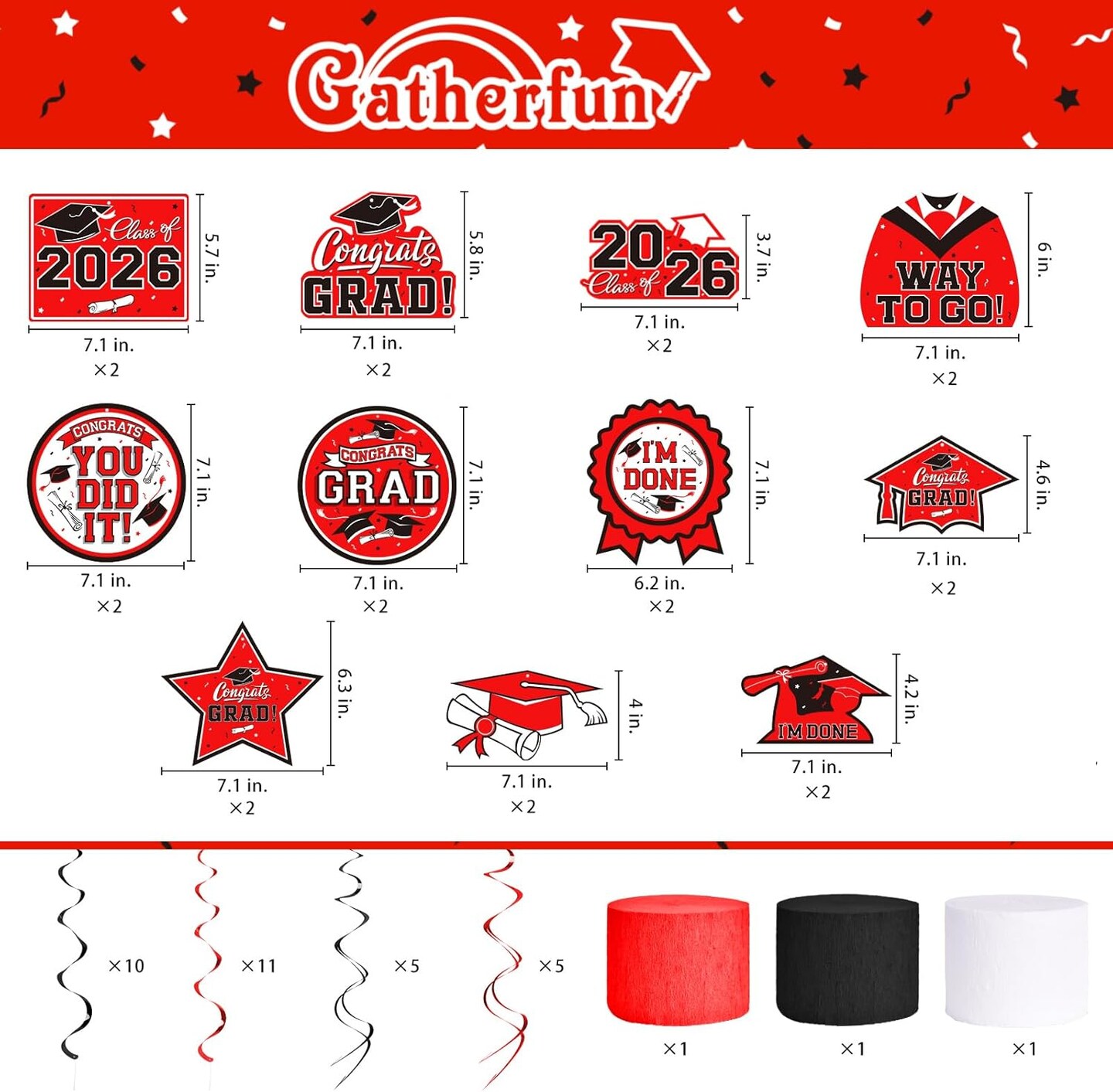 Red Themed 2026 Graduation Decorations Set - Congrats Grad Banner, Class of 2026Backdrop, Balloons & Streamers Kit - Complete Party Supplies for High School & College Celebrations