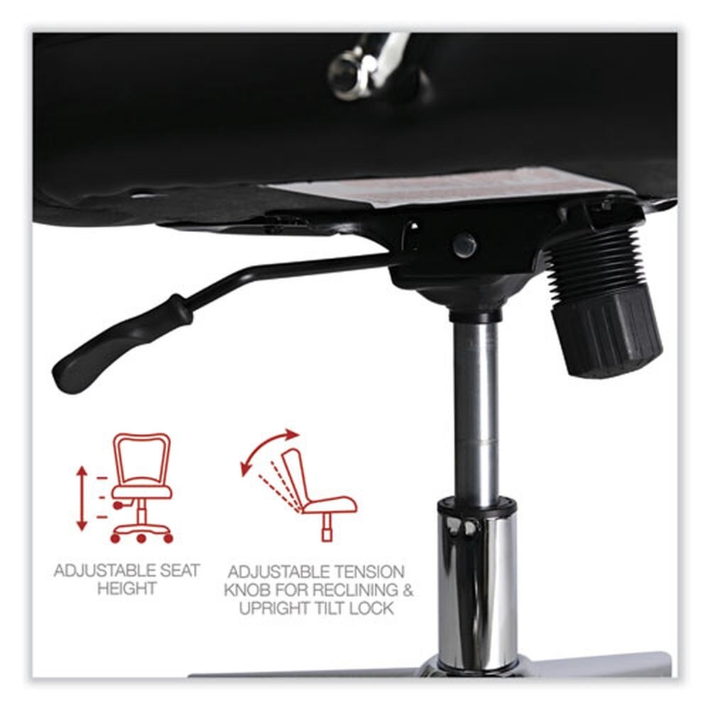 Alera 18.19 in. to 21.93 in. Seat Height Leather Task Chair Supports Up to 275 lb - Black Seat/Black Back