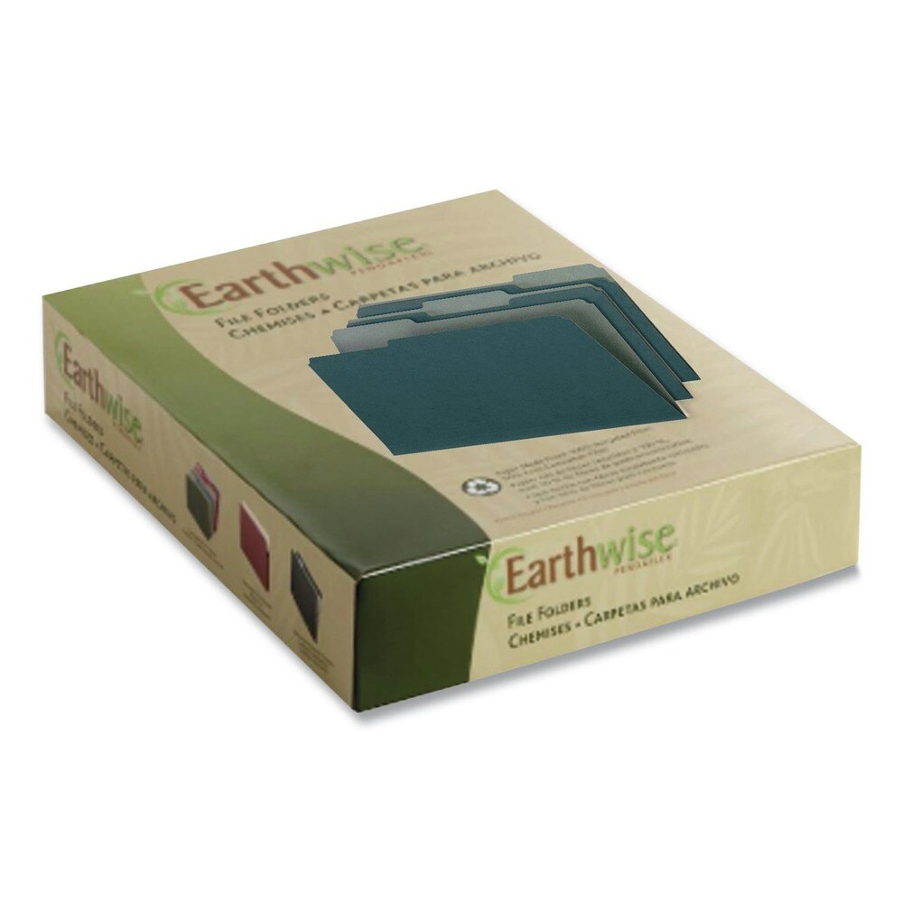 Pendaflex Earthwise by Pendaflex 1/3-Cut Tabs Assorted Letter Size 0.5 in. Expansion 100 percent Recycled Colored File Folders - Blue (100/Box)