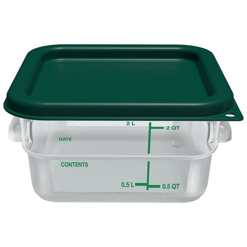 Carlisle 7.13 in. x 7.13 in. x 3.8 in. 2 qt. Squares Polycarbonate Food Storage Container - Clear