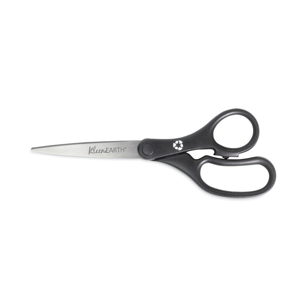 Westcott 8 in. Long 3.25 in. Cut Length KleenEarth Basic Plastic Handle Scissors - Straight Black Handle