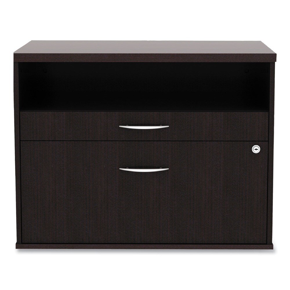 Alera Open Office Desk Series 29.5 x 19.13 x 22.88 Legal/Letter Low File 2-Drawer Cabinet Credenza - Espresso
