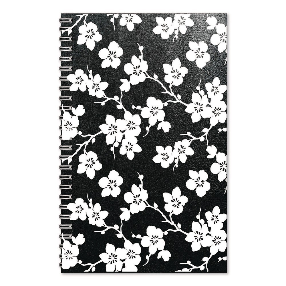 House of Doolittle Recycled Non-Dated Monthly/Weekly Cherry Blossoms Planner - Black/White Cover