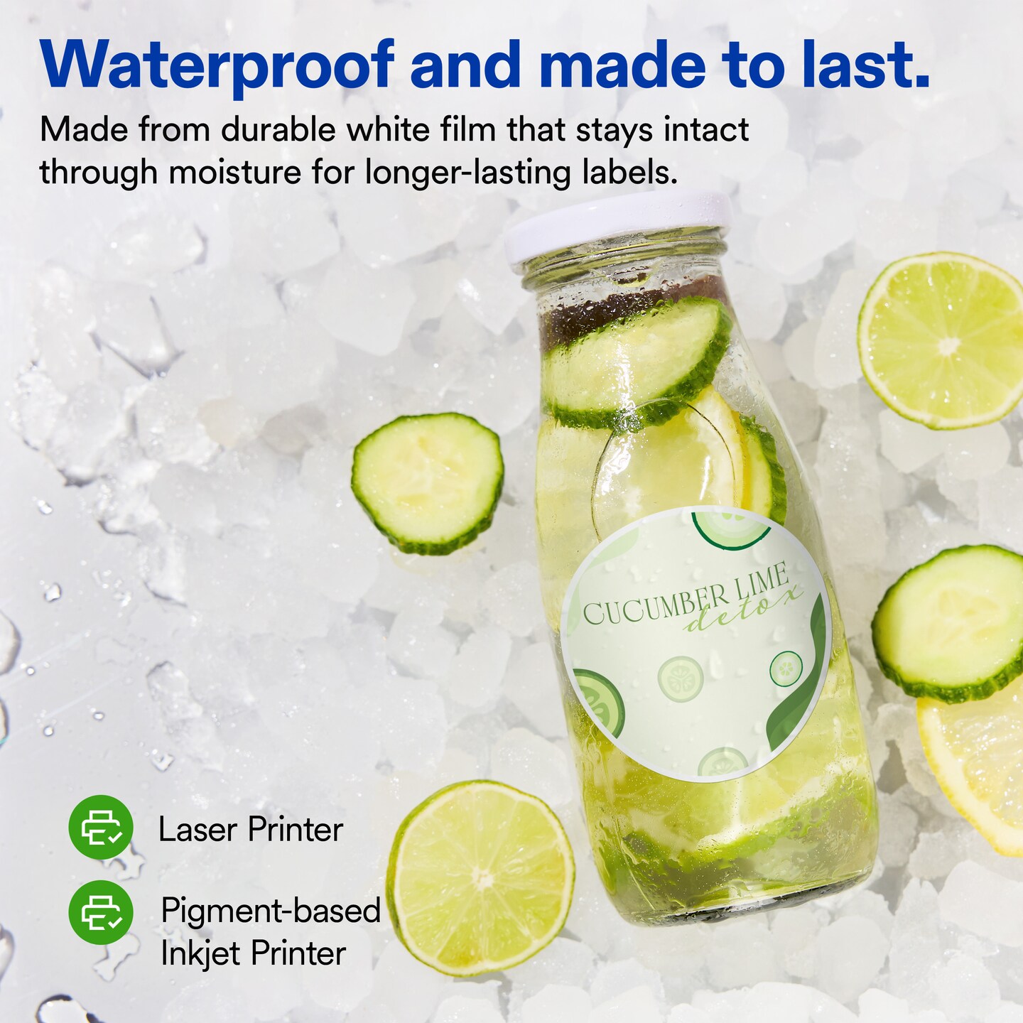 Avery® Durable White Round Waterproof Labels, 2" Diameter, Laser/Pigment-based Inkjet Printer Compatible, 1000 Printable Labels Total, Great for Branding, Packaging, and More