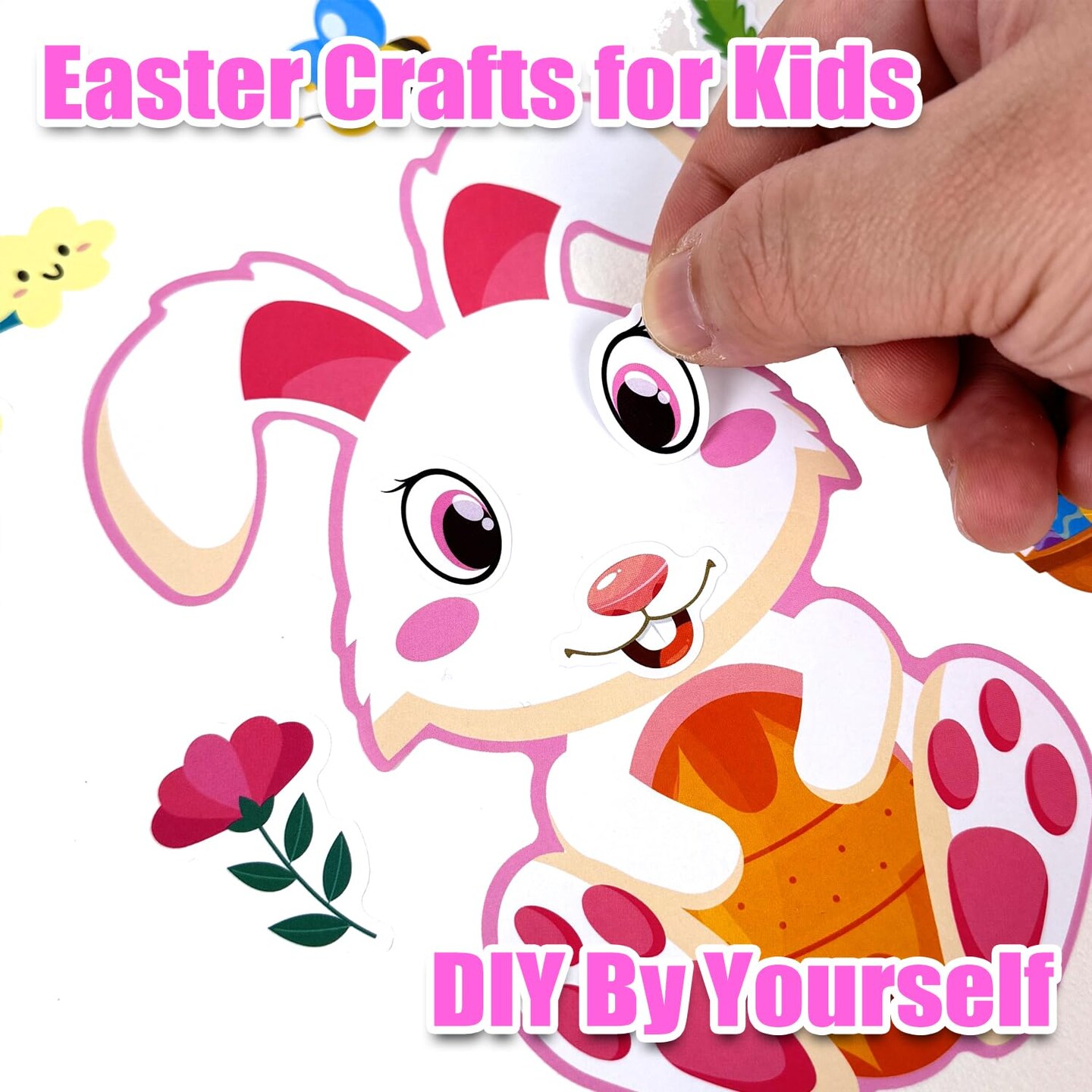 64 Sheets Easter Make a Face Stickers for Kids - 16 Cute Designs - Fun Party Favors, Crafts, Decorations & Basket Stuffers for Easter
