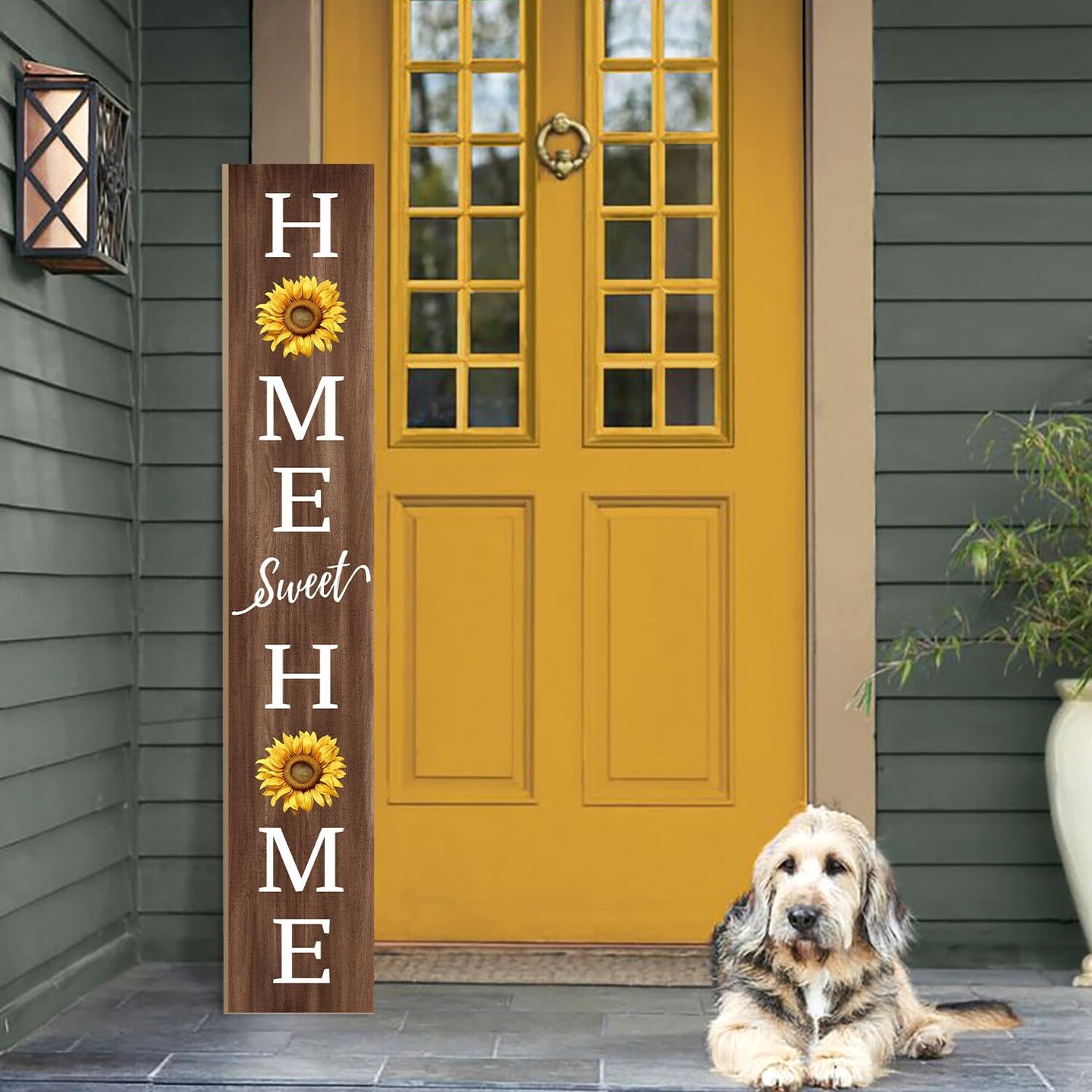 Michaels, 47.2" Home Sweet Home Porch Sign - Vertical Farmhouse Wooden Welcome Sign with Sunflower Design - Tall Standing or Hanging Front Door Decor for Indoor/Outdoor Patio, Garden, and Entryway – Category: Porch Signs