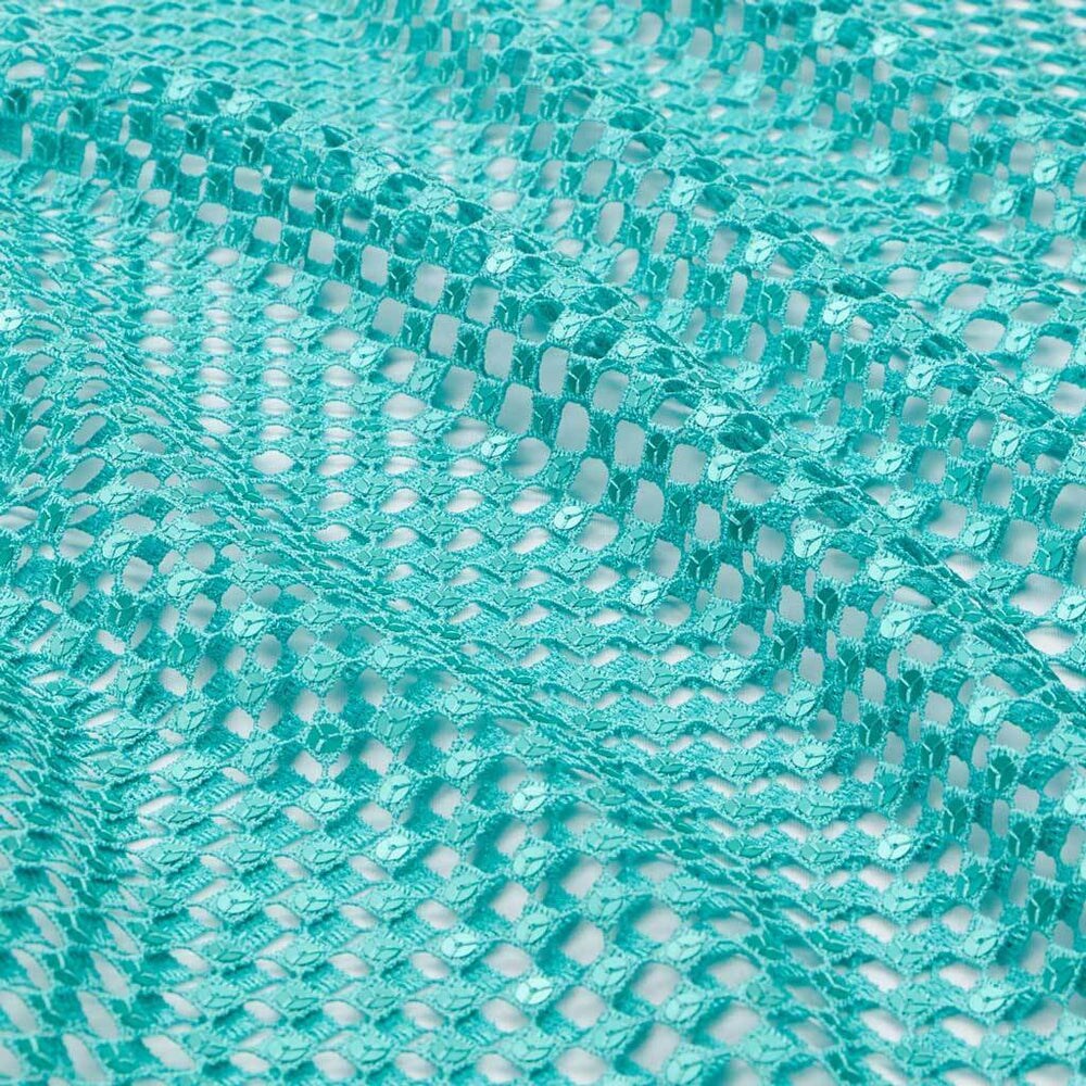 1 Yard Chequered Knitted Lace Sequin Fabric Embroidered Mesh Formal Dressmaking 52/54" Width