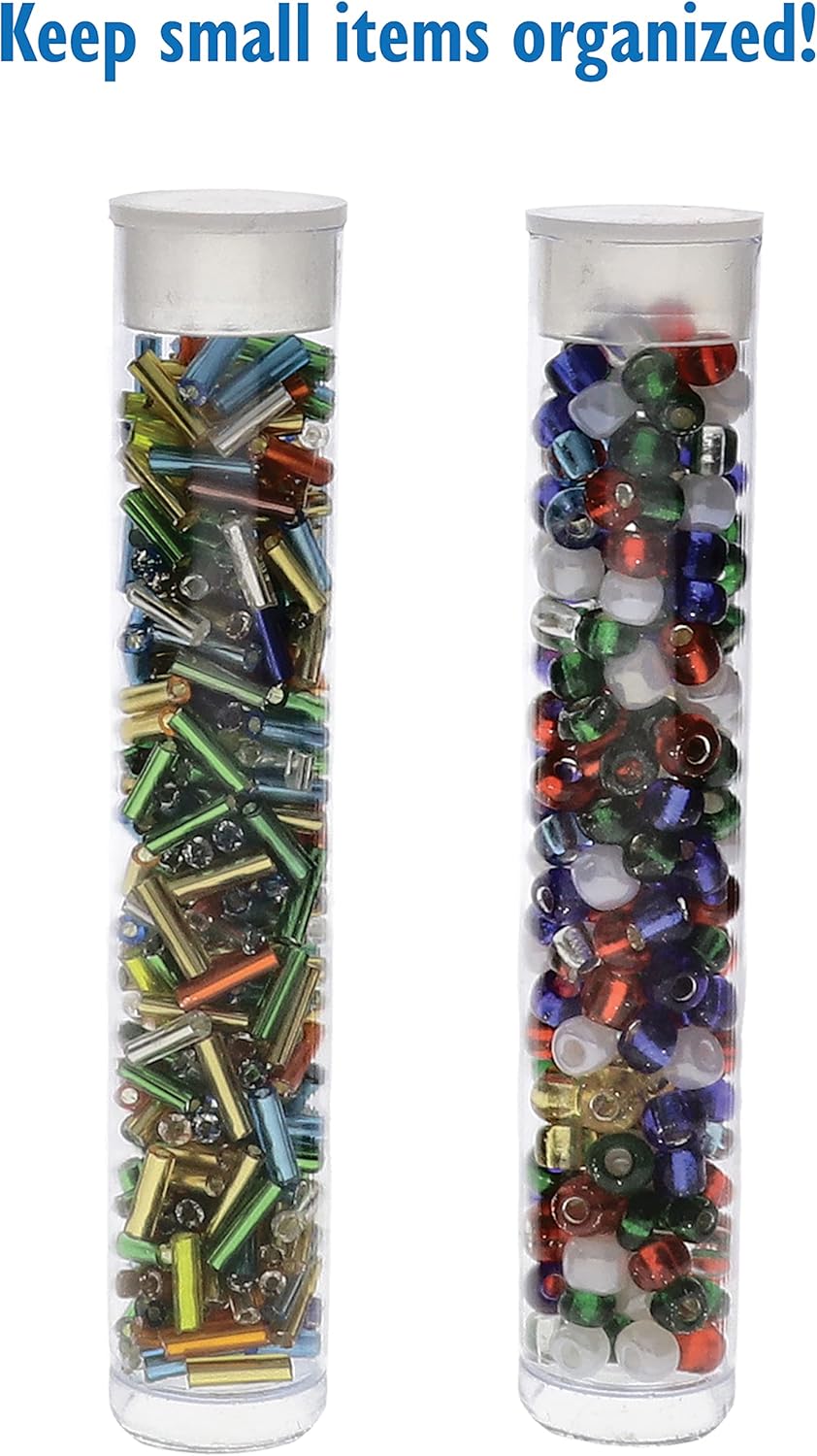 The Beadsmith Clear Plastic Tubes - 3-Inch-Long Round Tubes, 9/16 Inches in Diameter - Flat Caps - Use for Beads, Bath Salts, Wedding &#x26; Party Favors, Home or Office Storage - Bag of 25