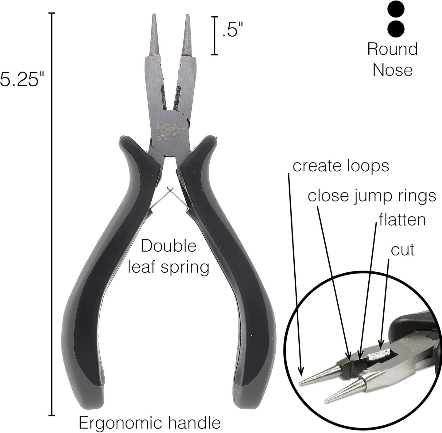The Beadsmith 4-in-1 Ergonomic Pliers - All-Purpose Jewelry Making Tool w/Comfort Grip, 5.25”, Create Loops, Cut and Flatten Wire, Close Jump Rings