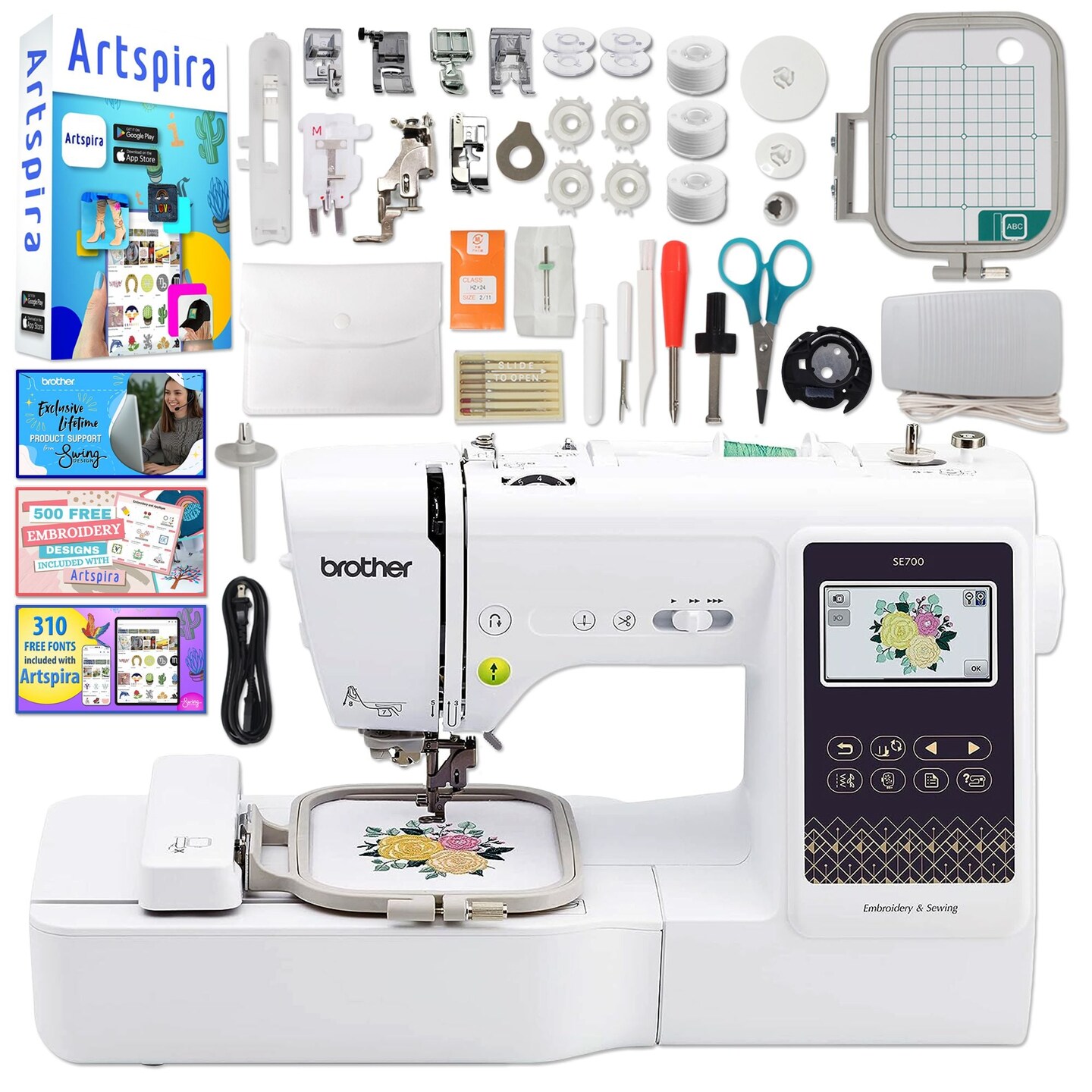 Brother SE700 Embroidery & Sewing Machine w/ 93 Spools & 200+ Accessories