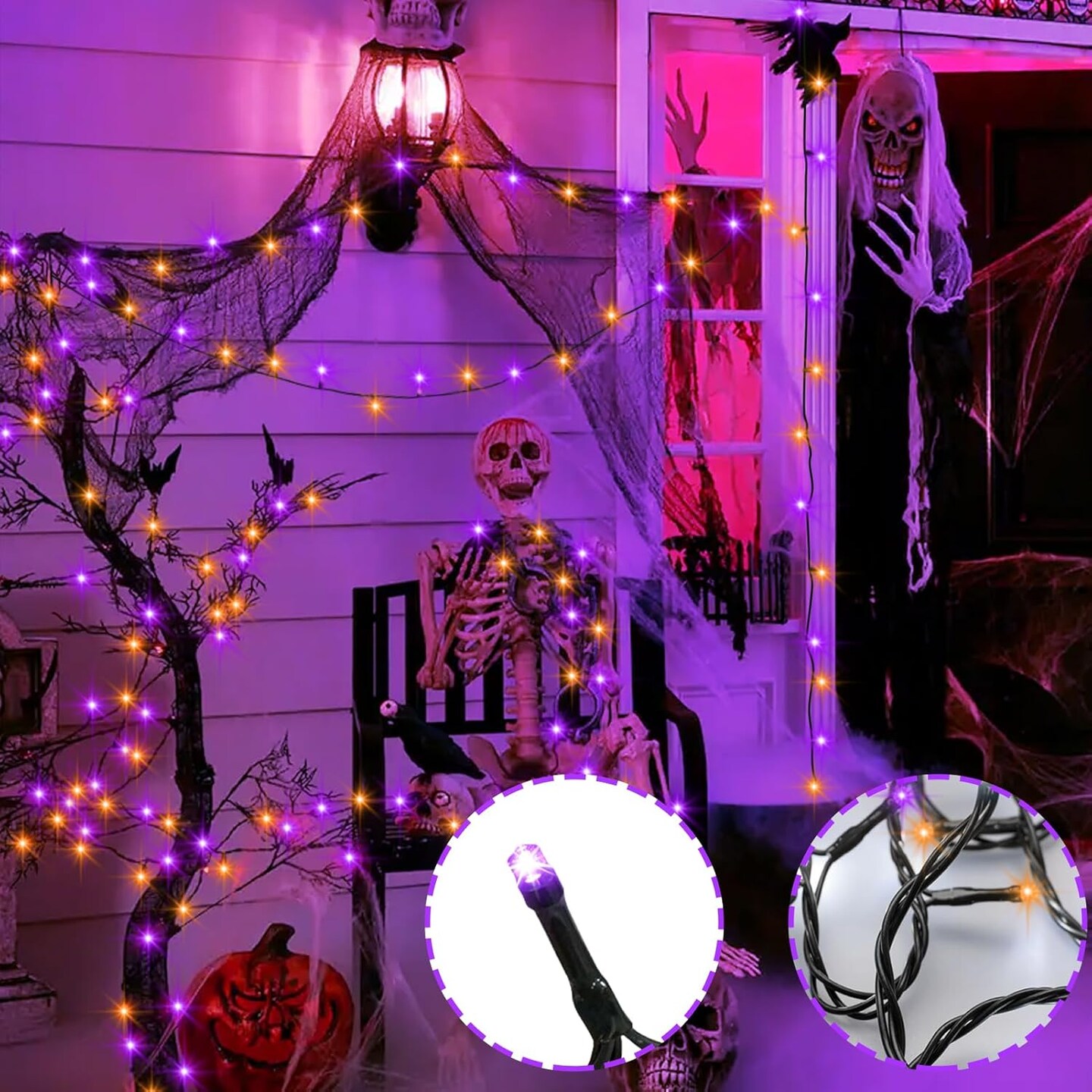 4 Pack Orange Purple Halloween String Lights (&#x9;Purple &#x26; Orange String Lights)