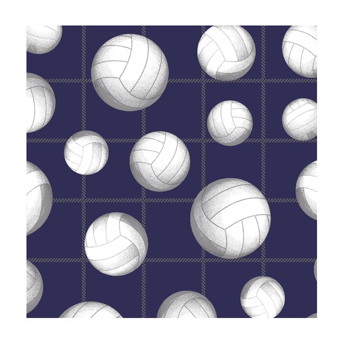 Volleyball Navy Anti-Pill Premium Fleece Fabric | By The Yard