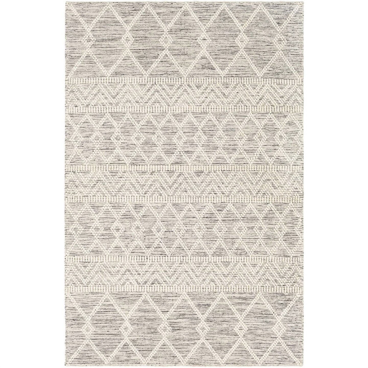 Grey Beige Persian Rug 5x7.5 ft Hand Woven Wool Blend Area Rug