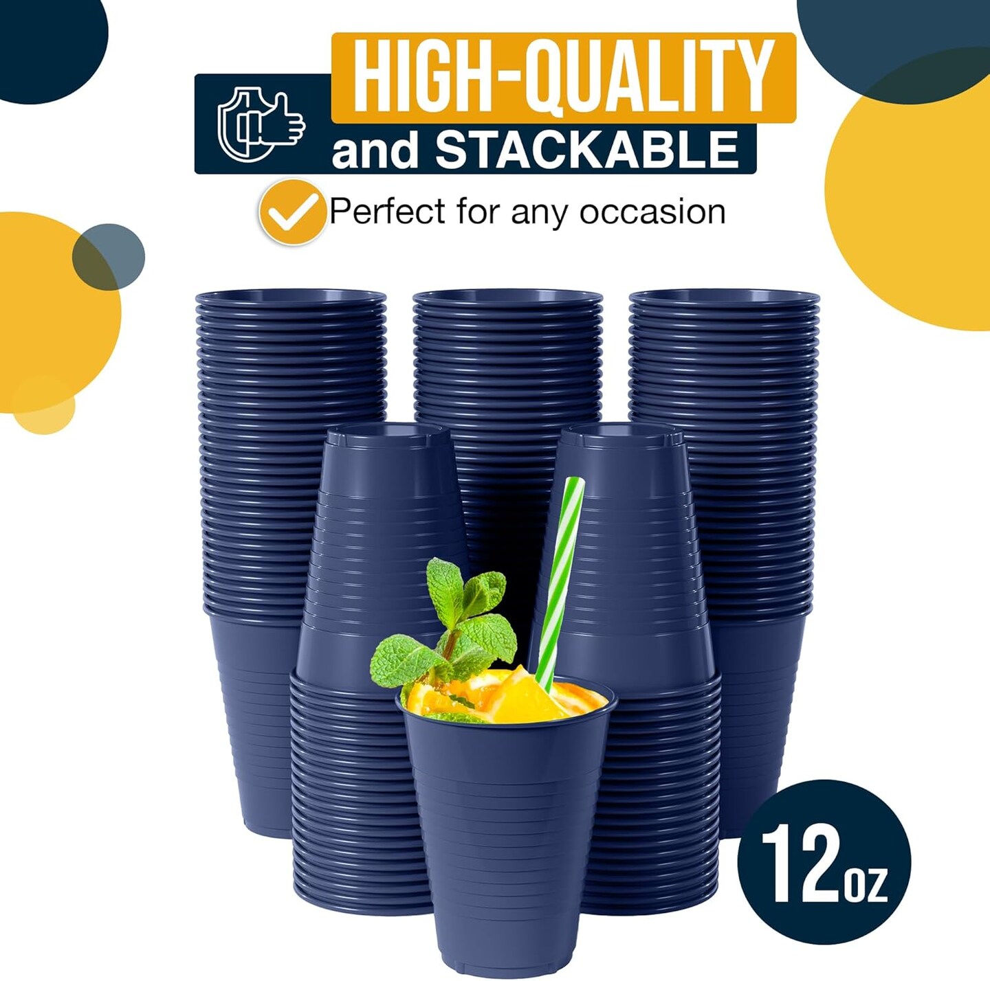 Exquisite Party Solids 12 Oz Plastic Cups – 100 Pack Disposable Cups for Parties & Events | Durable Plastic Party Cups | Bulk Drink Cups for Soda, plastic cup | Recyclable Disposable Cups for Everyday Use & Celebrations