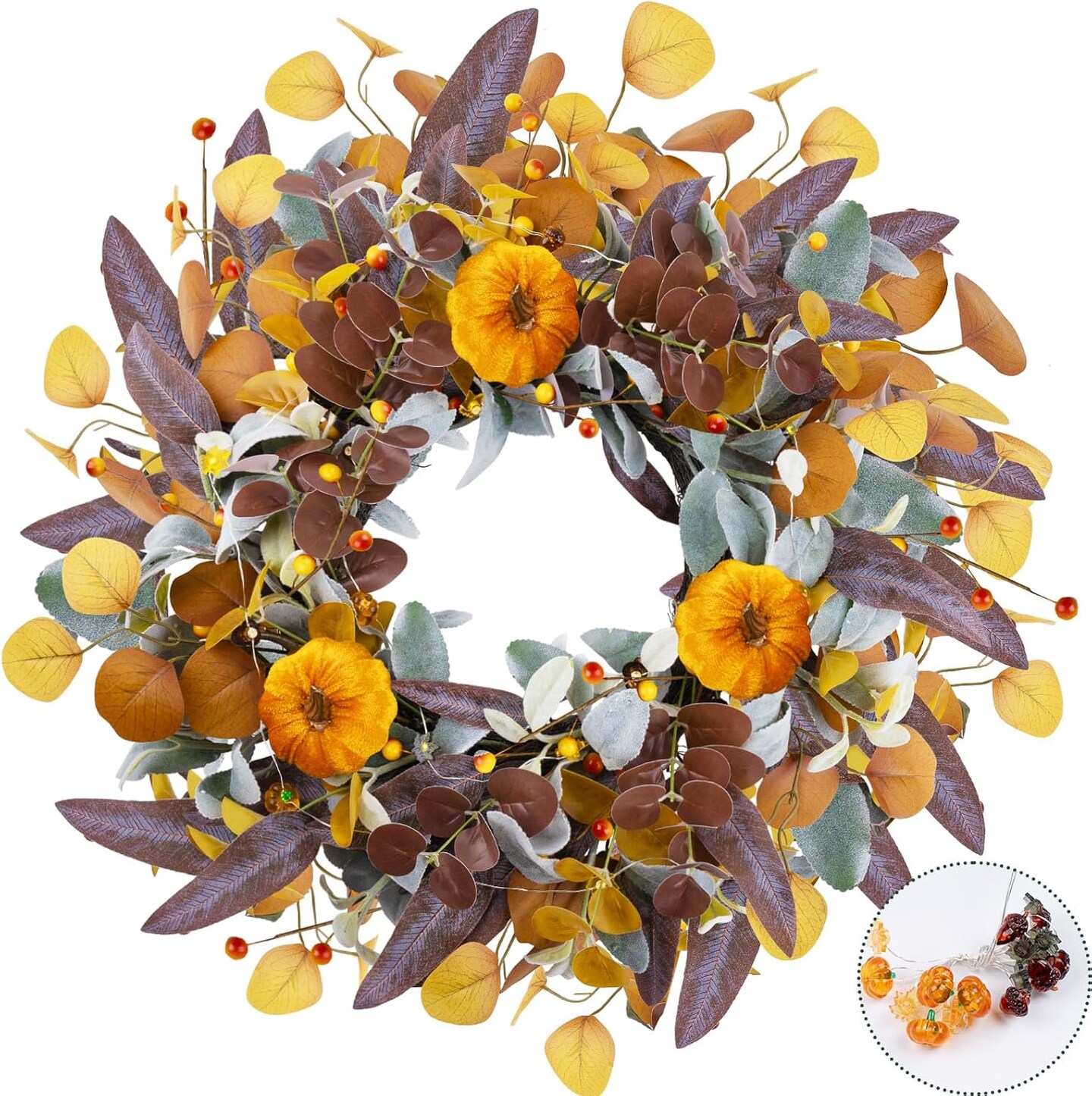 Fall Wreaths for Front Door(&#x9;Pumpkin Wreath)