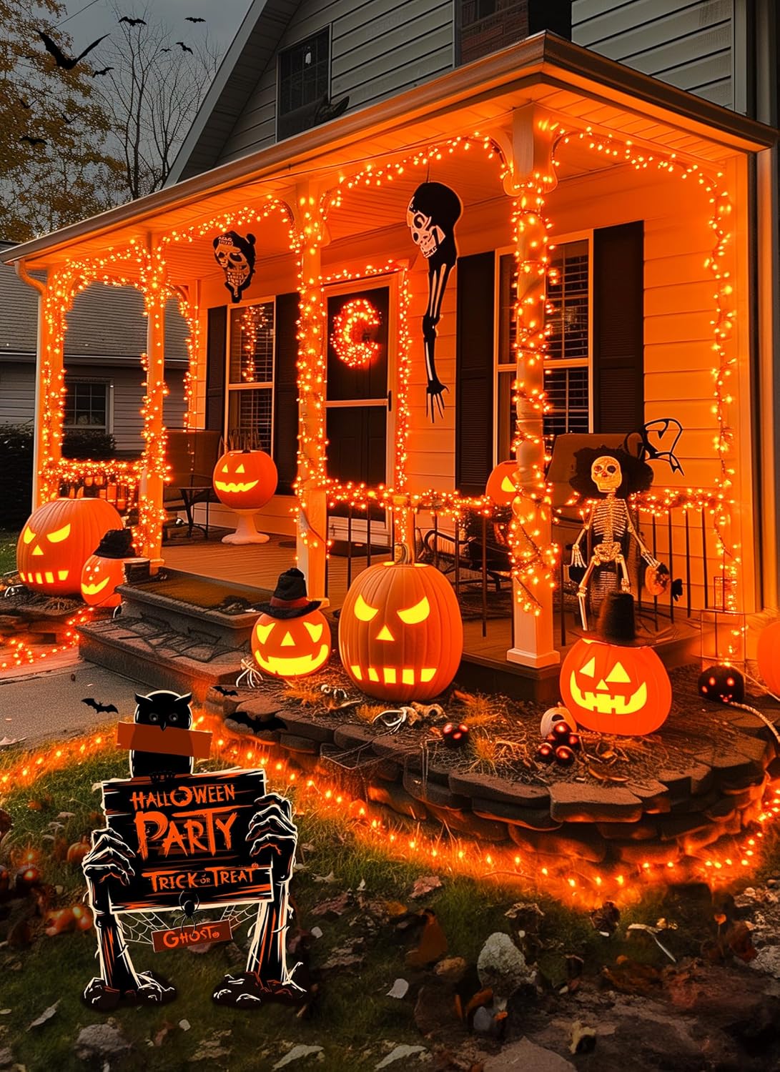 Battery Operated Halloween Indoor String Lights (Orange)