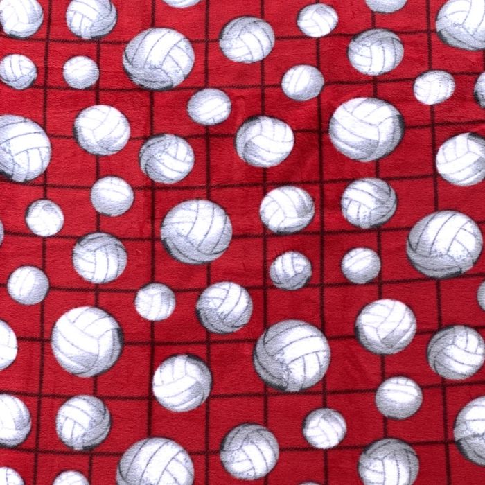 Volleyball Red Anti-Pill Premium Fleece Fabric | By The Yard