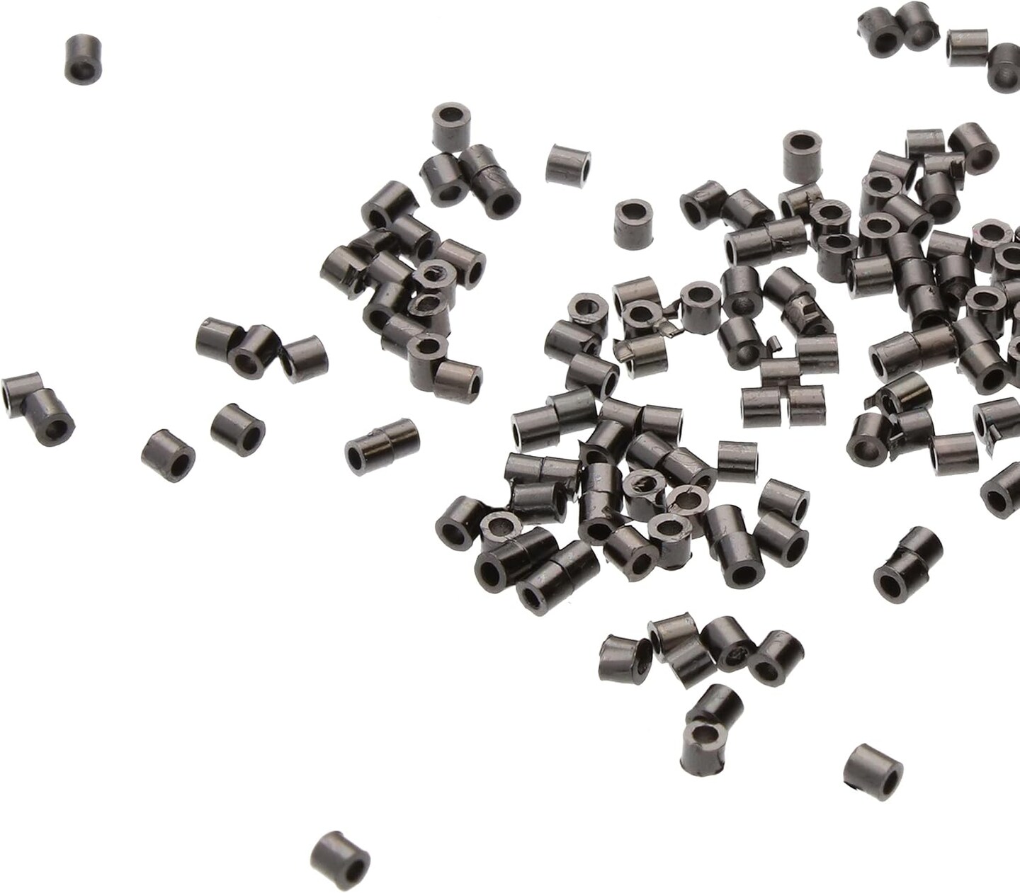The Beadsmith Tube Crimp Beads, 1.5 x 1.5mm, 100 Pieces, Black Oxide Color, Uniform Cylindrical Shape, No Sharp Edges, Designed to Secure The Ends of Jewelry Stringing Wires and Cables