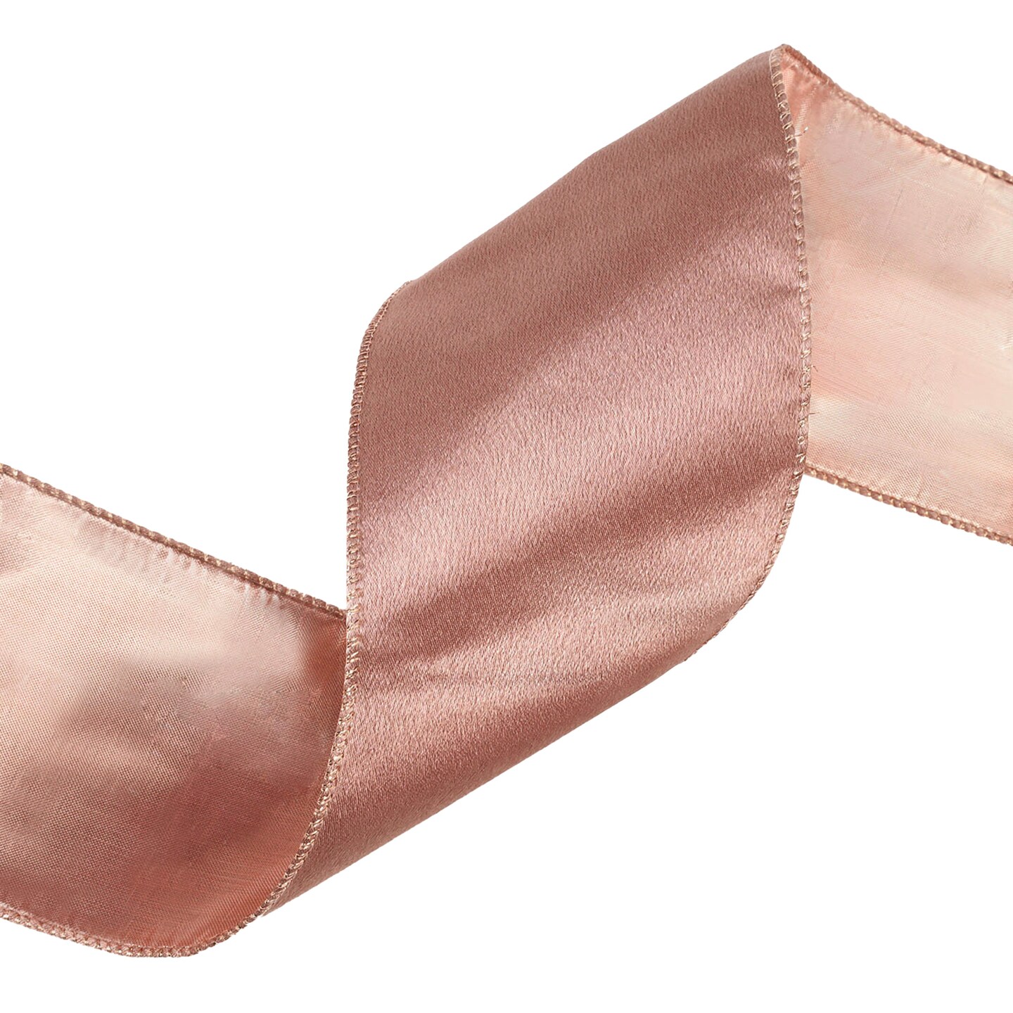 LaRibbons 4" Reversible Shimmer/Lurex Wired Ribbon | Rose Gold/Rose Gold | 10 Yard Roll