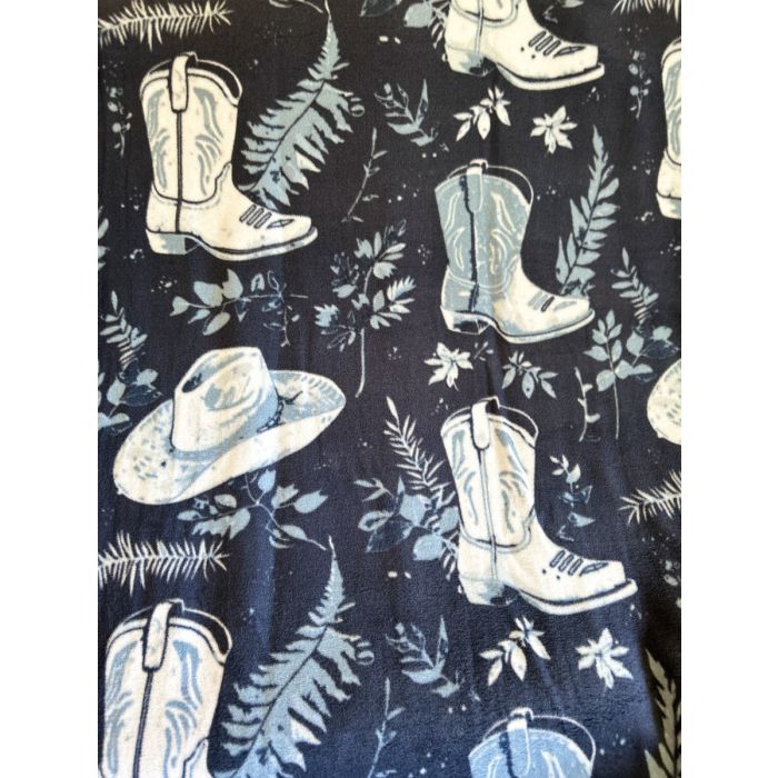 Country Cowboy Boots and Hats Anti-Pill Premium Fleece Fabric | By The Yard