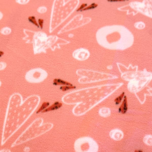Love Heart Wings Anti-Pill Premium Fleece Fabric | By The Yard