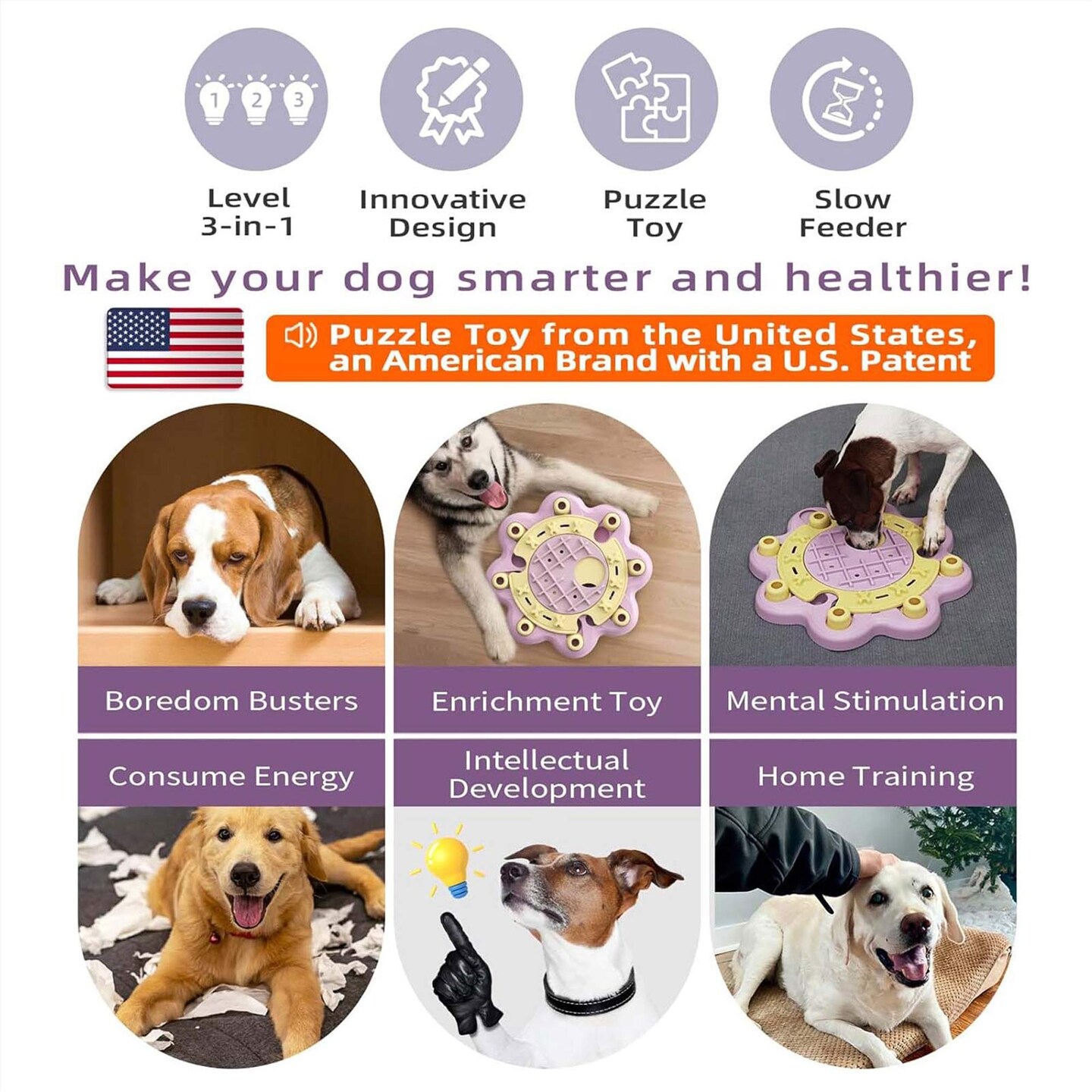 KADTC Interactive Dog Puzzle Feeder Toy, Large Size Slow Feeding & Brain Game 13.74" x 13.74" x 1.69"