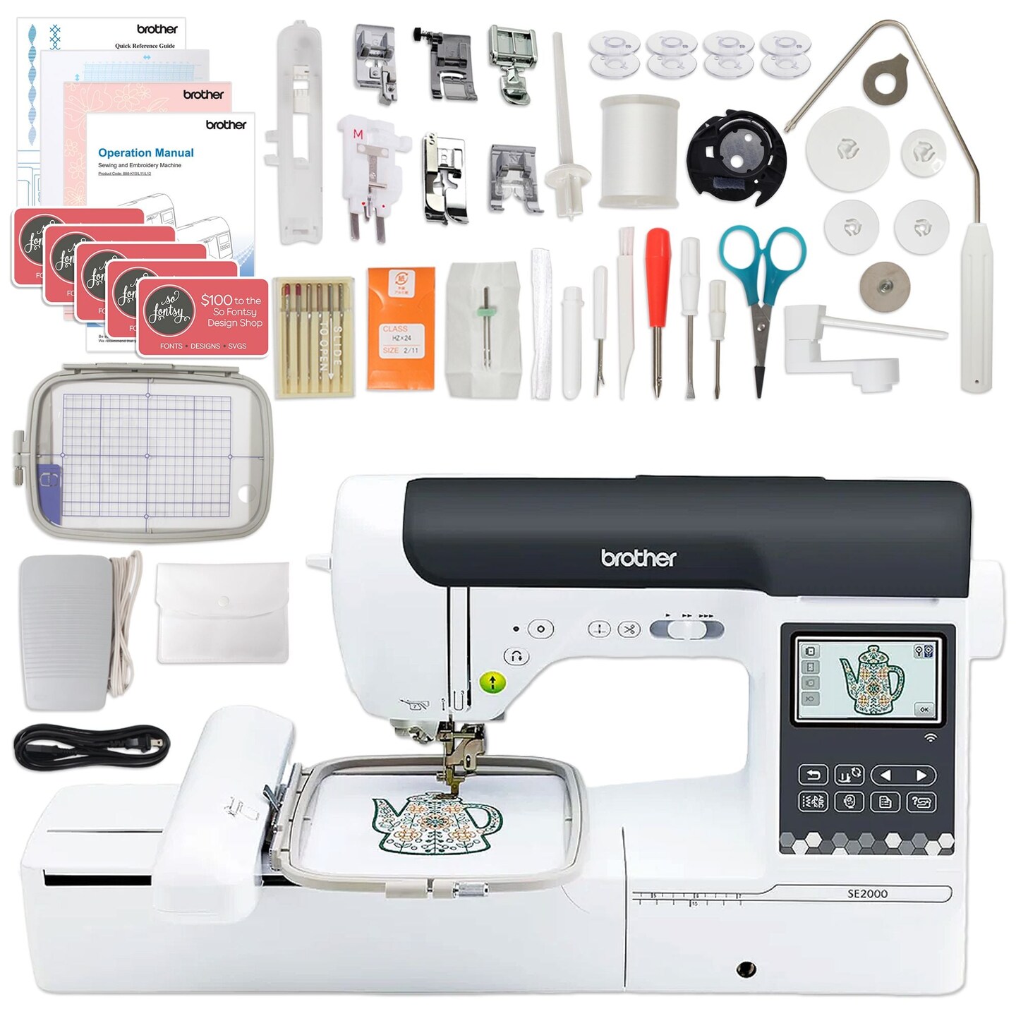 Brother SE2000 Embroidery & Sewing Machine w/ Deluxe Sewing Bundle