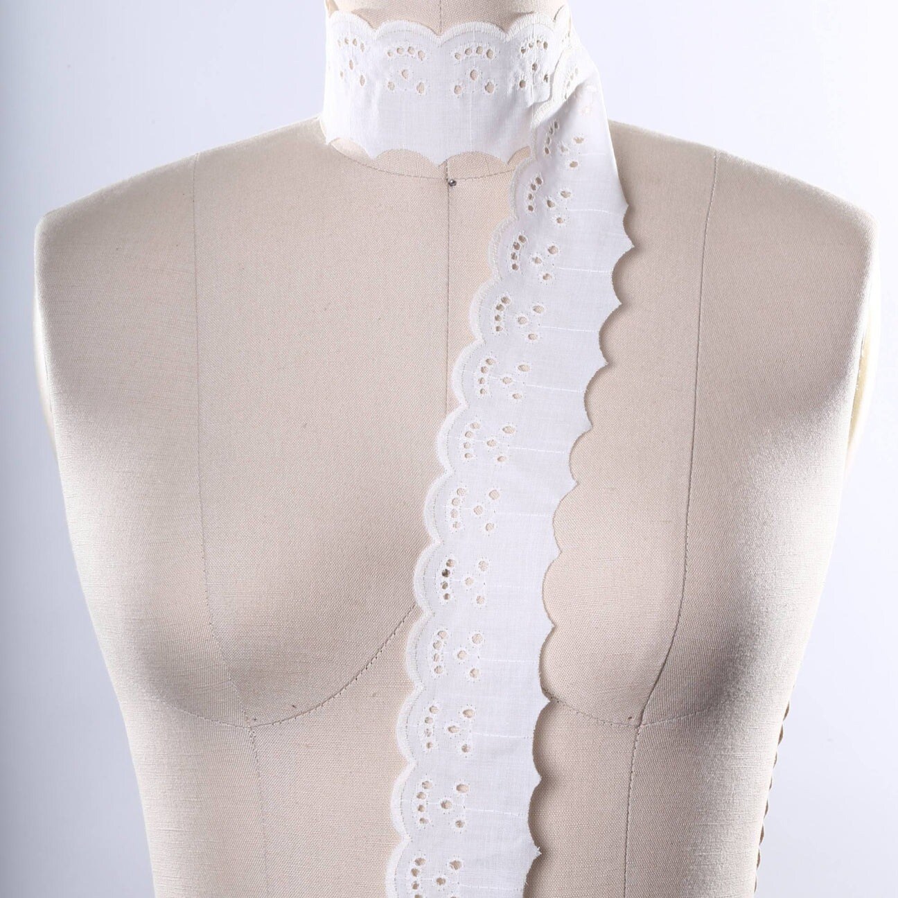 Ivory Smiley Design Cotton Eyelet Lace Trim 1 Inch Wide Scalloped Edge 2 Yards