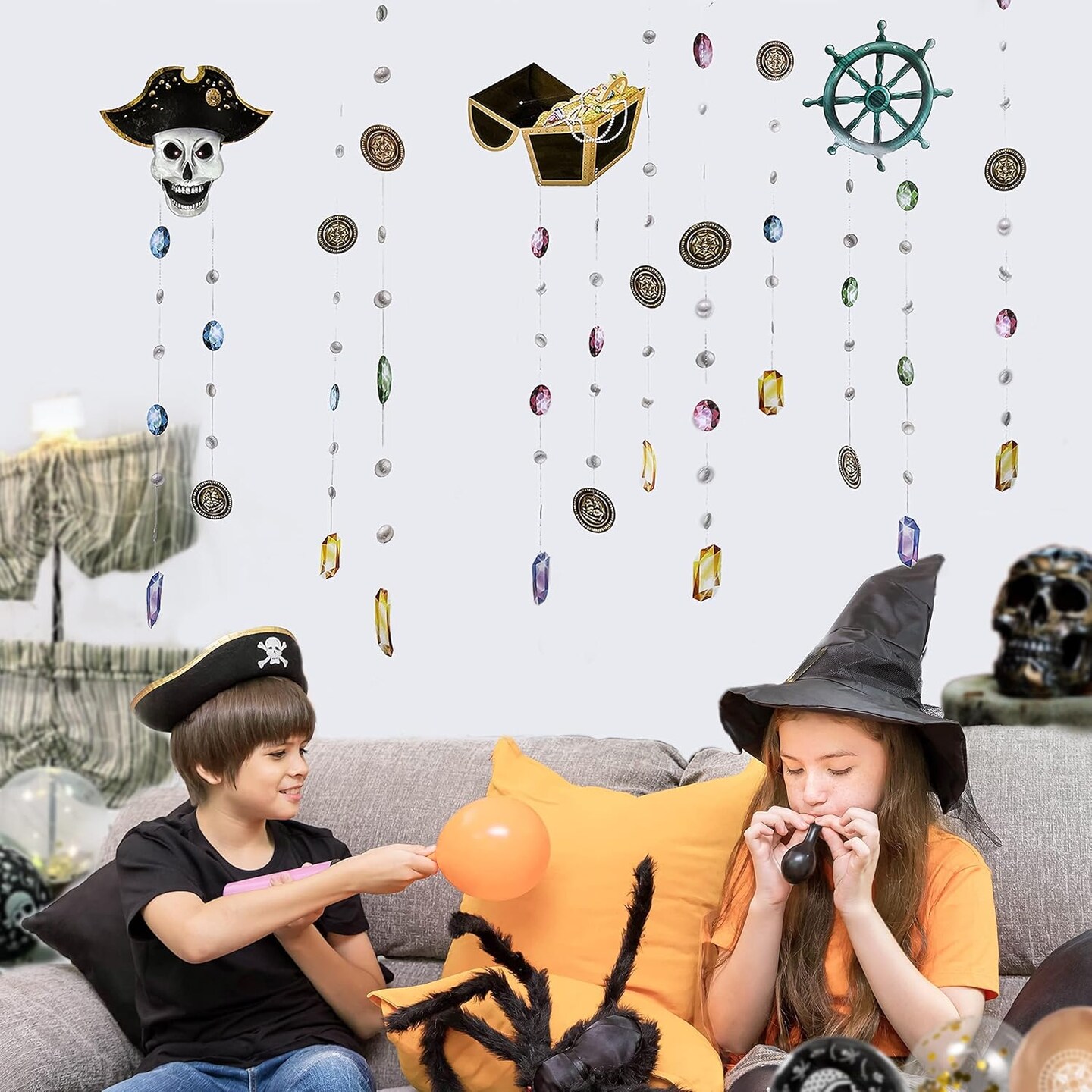 Pirate Garland for Party Decorations Halloween (6pcs. Skull Pirate Halloween Garland Kit)