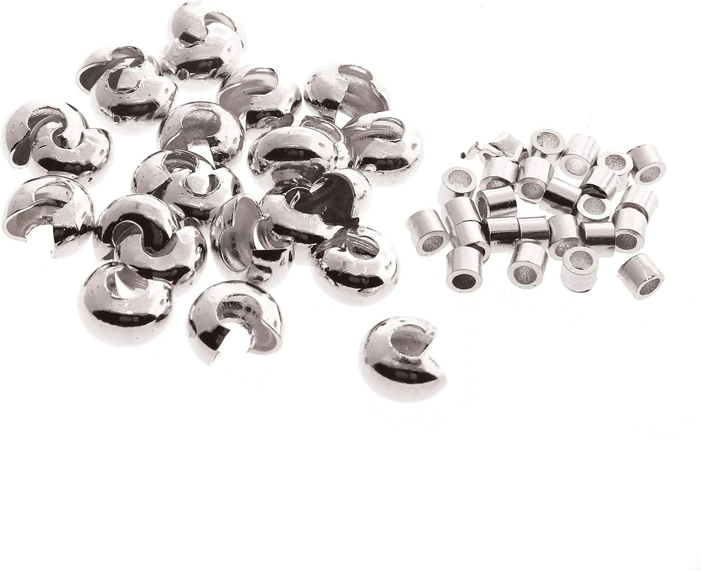 The Beadsmith Basic Elements Crimp Tubes &#x26; Smooth Crimp Covers Designed to Secure The Ends of Jewelry Stringing Cables &#x26; Wires, Silver Color
