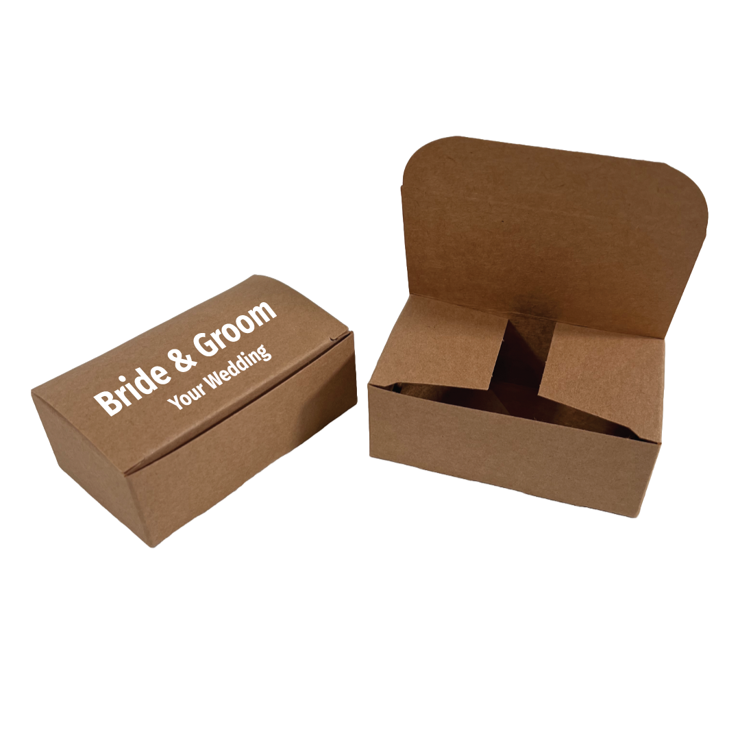 Made in USA - 50 Boxes - 2 Truffle Wedding Favor Kraft (chocolate box) - Fillable (empty) - 3-9/16&#x22; x 2-1/16&#x22; x 1-5/16&#x22; - Food Safe