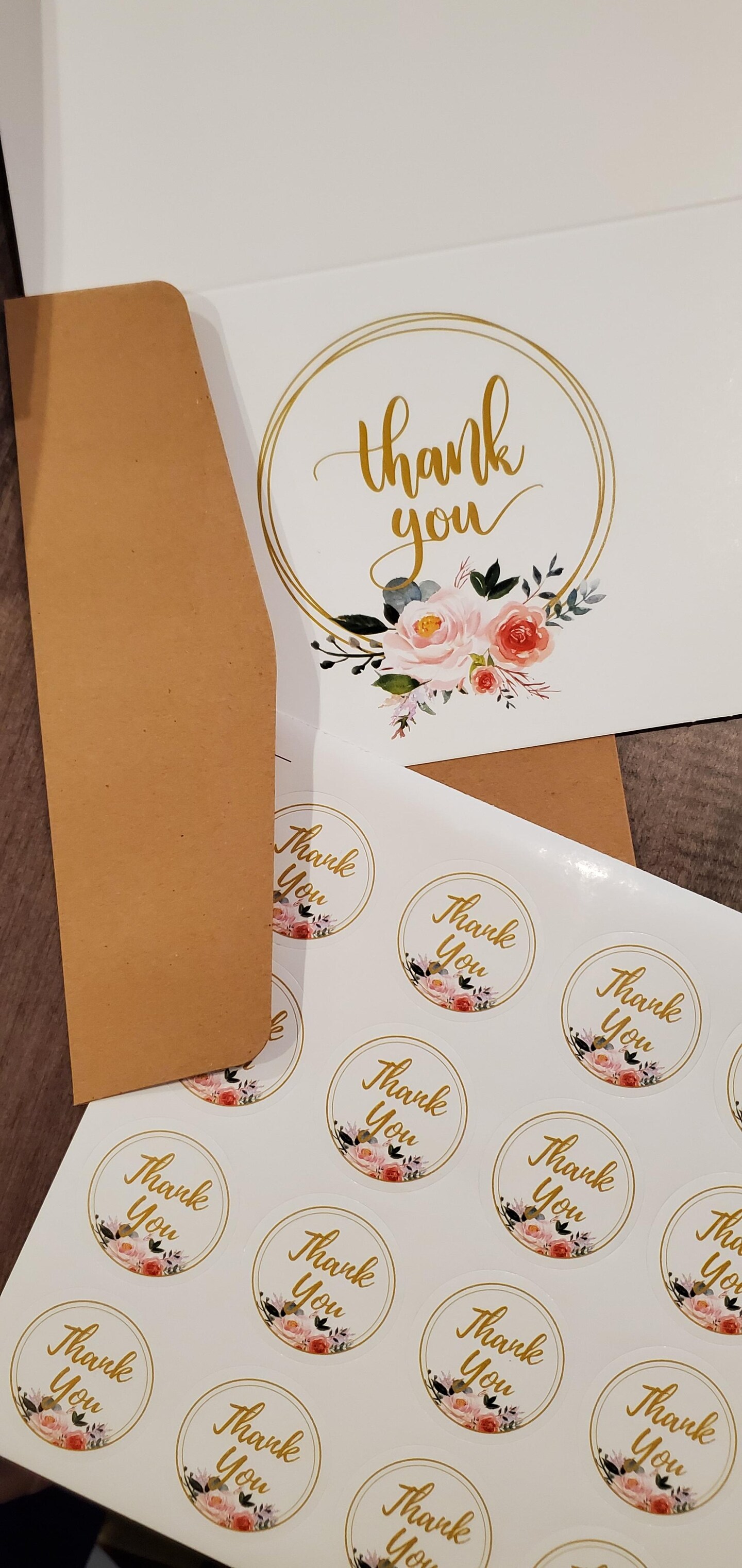 40 Floral Thank You Cards with Envelopes Stickers White Greeting Cards Flower Blank Note Cards for Wedding Baby Shower Bridal Birthday Party