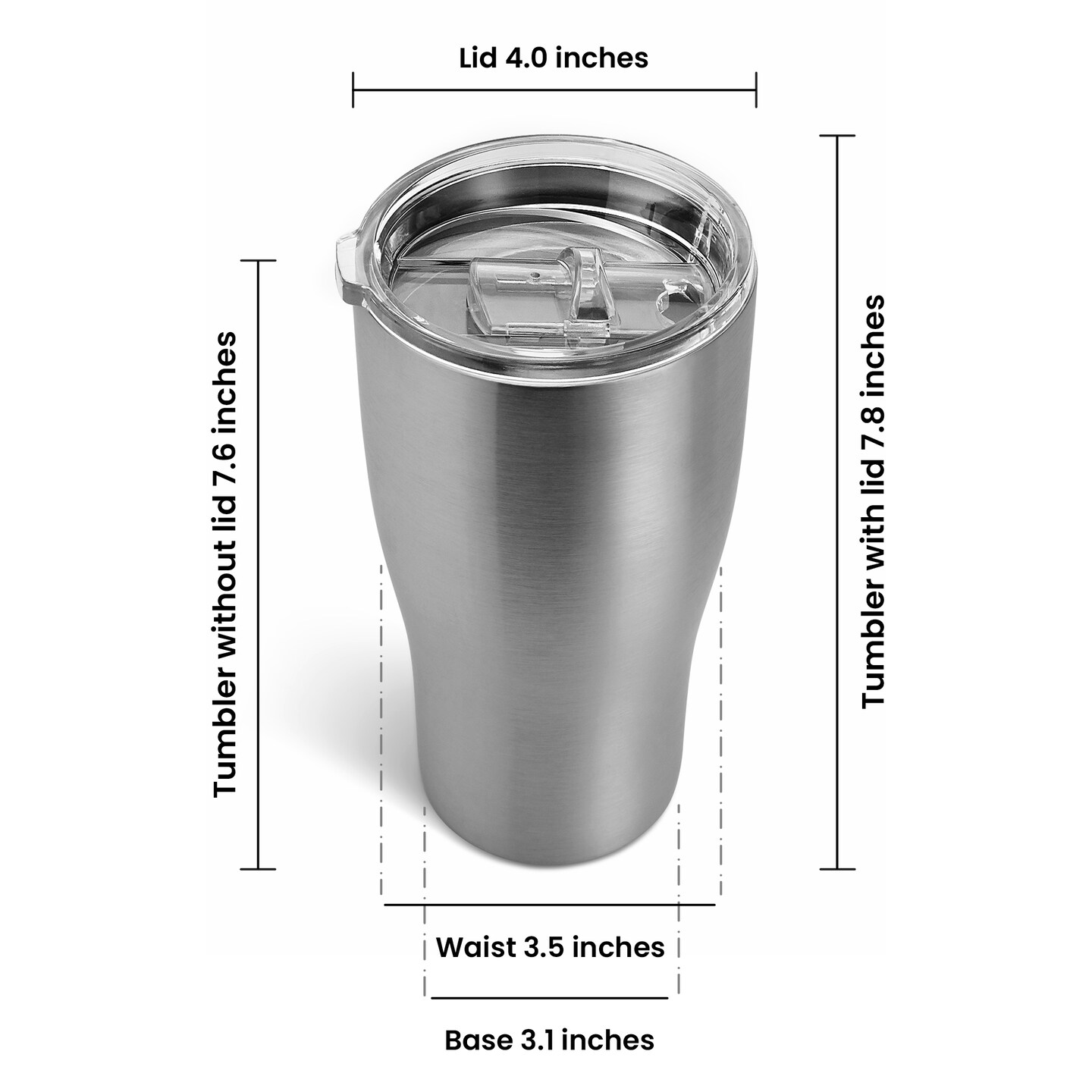 Makerflo 30 oz Curve Stainless Steel Silver Tumbler with Lid & Straw | Craft-Ready for DIY Gifts & Personalization (Epoxy, UV DTF, Vinyl, and Laser Engraving) - Not for Sublimation