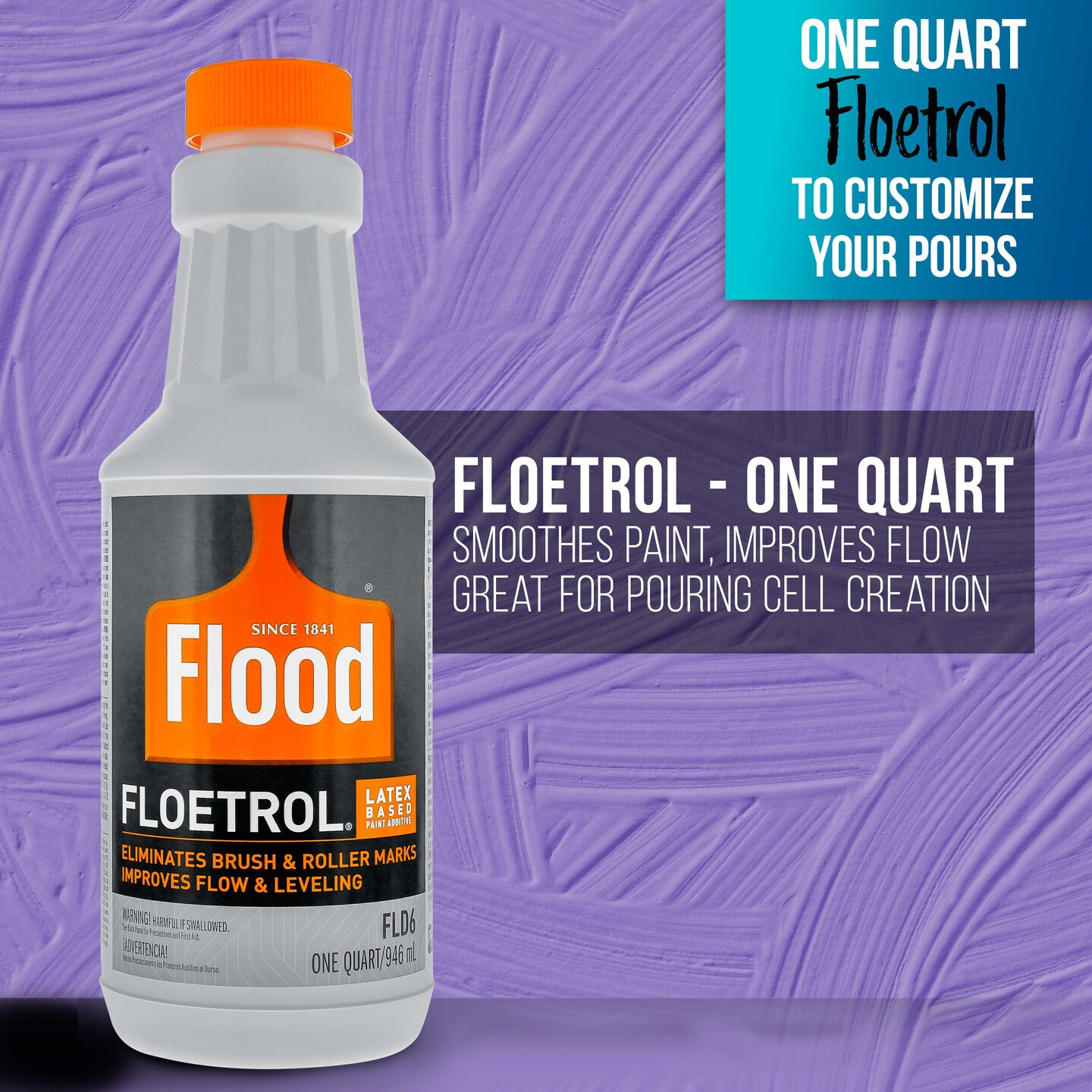 1 Quart Floetrol Additive Pouring Supply Paint Medium Basic Kit for Mixing, Stain, Epoxy, Resin - Plastic Cups, Mini Painting Stands, Spreaders