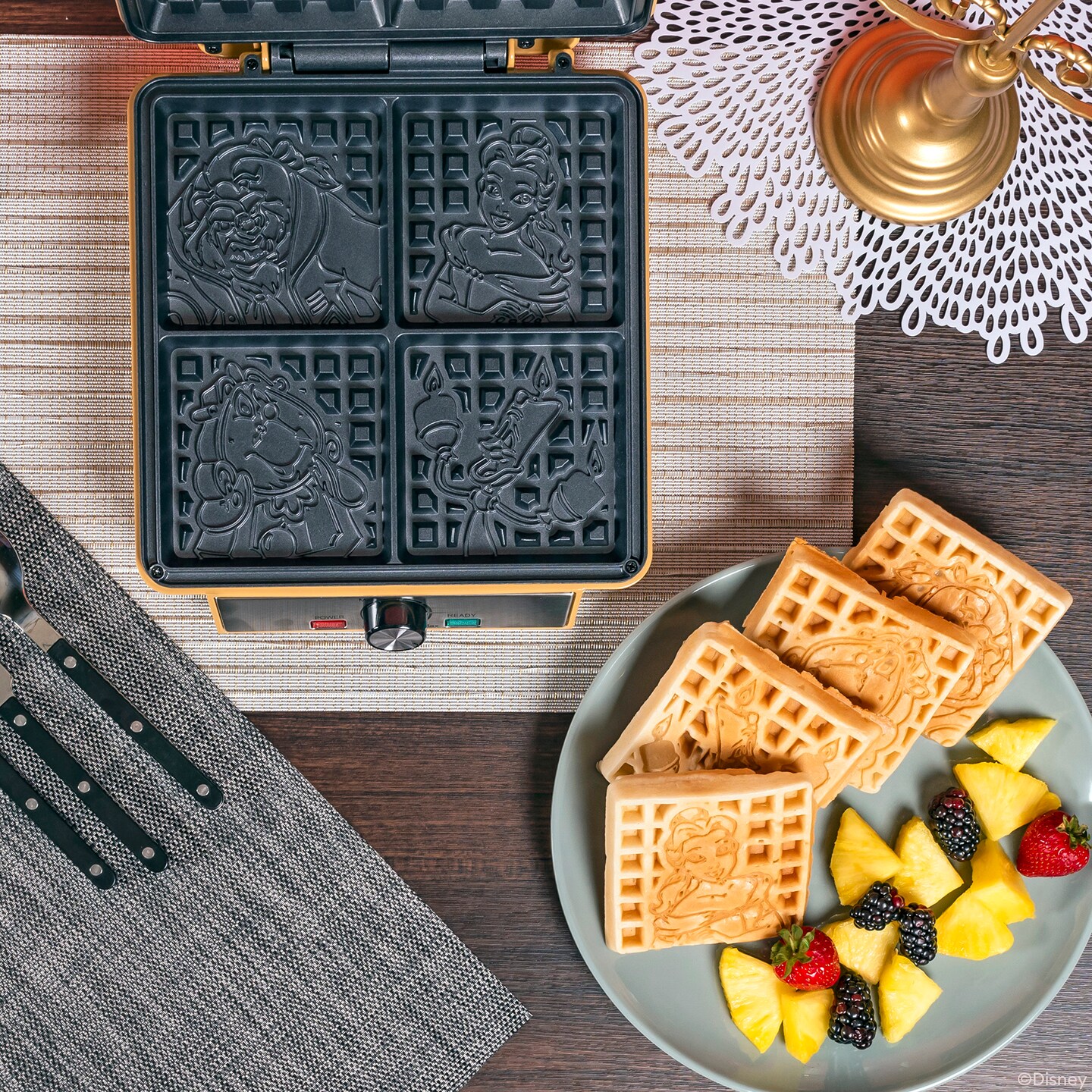 Uncanny Brands Disney Beauty and the Beast Deluxe Waffler
