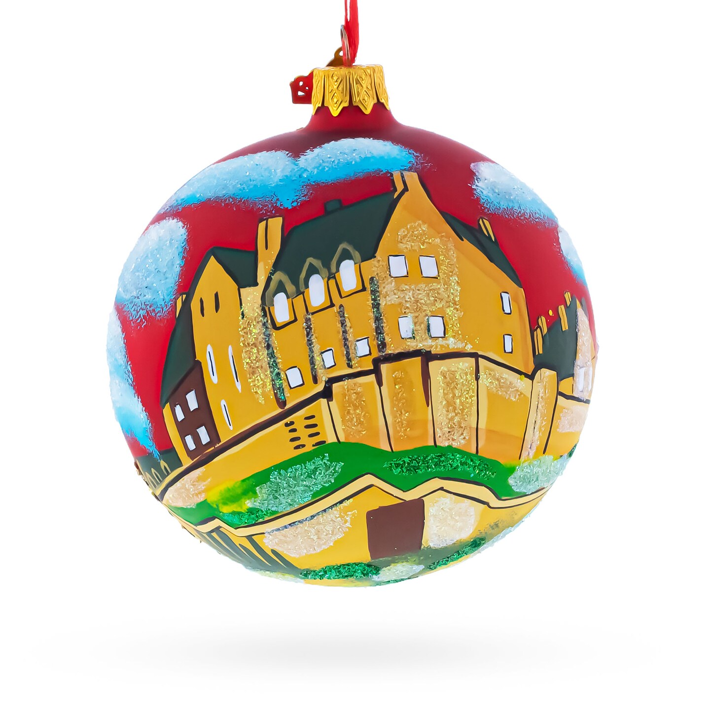 Edinburgh Castle, Scotland Glass Ball Christmas Ornament 4 Inches