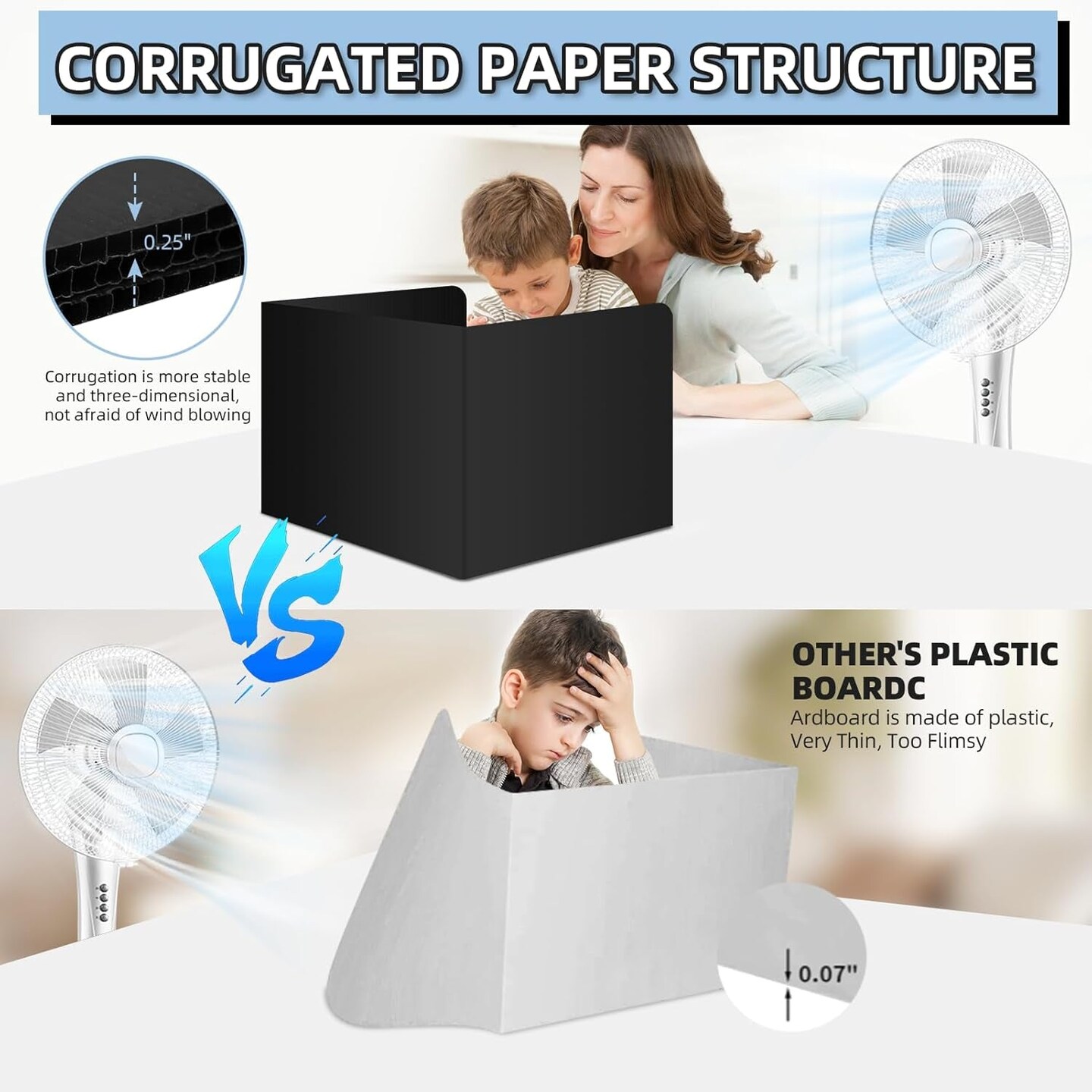 24-Pack Desk Dividers for Students, Privacy Folders for Students, Classroom Folders Teacher Supplies. Easy-To-Clean Plastic Privacy Shield Folder Boards Student Desks, Black