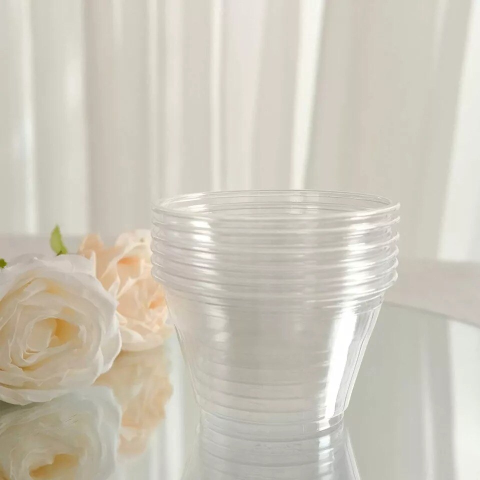 50 Clear 7 oz Round Plastic Dessert Cups with Dome Lid Disposable Tableware